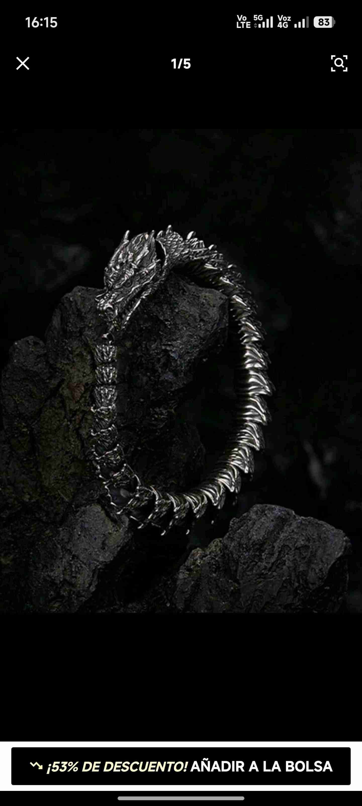 Pulsera de dragón metálica - miniatura 1