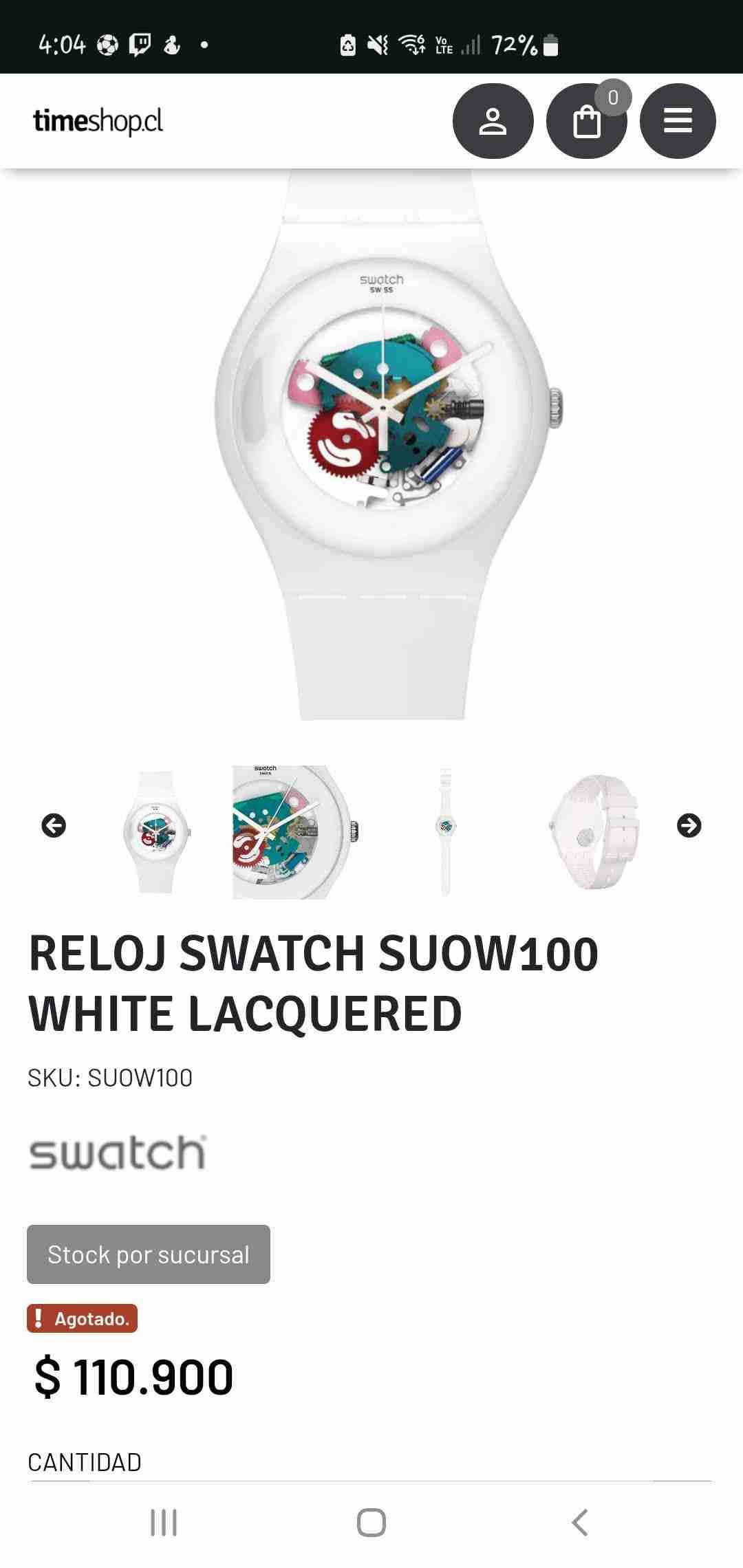 Reloj Swatch blanco SUOW100 - miniatura 5