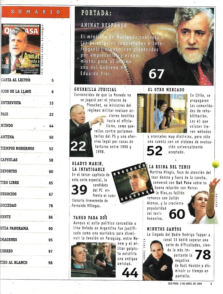 Revista Qué Pasa 1460 / 2 Abril 1999 / Aninat Y Em - miniatura 2