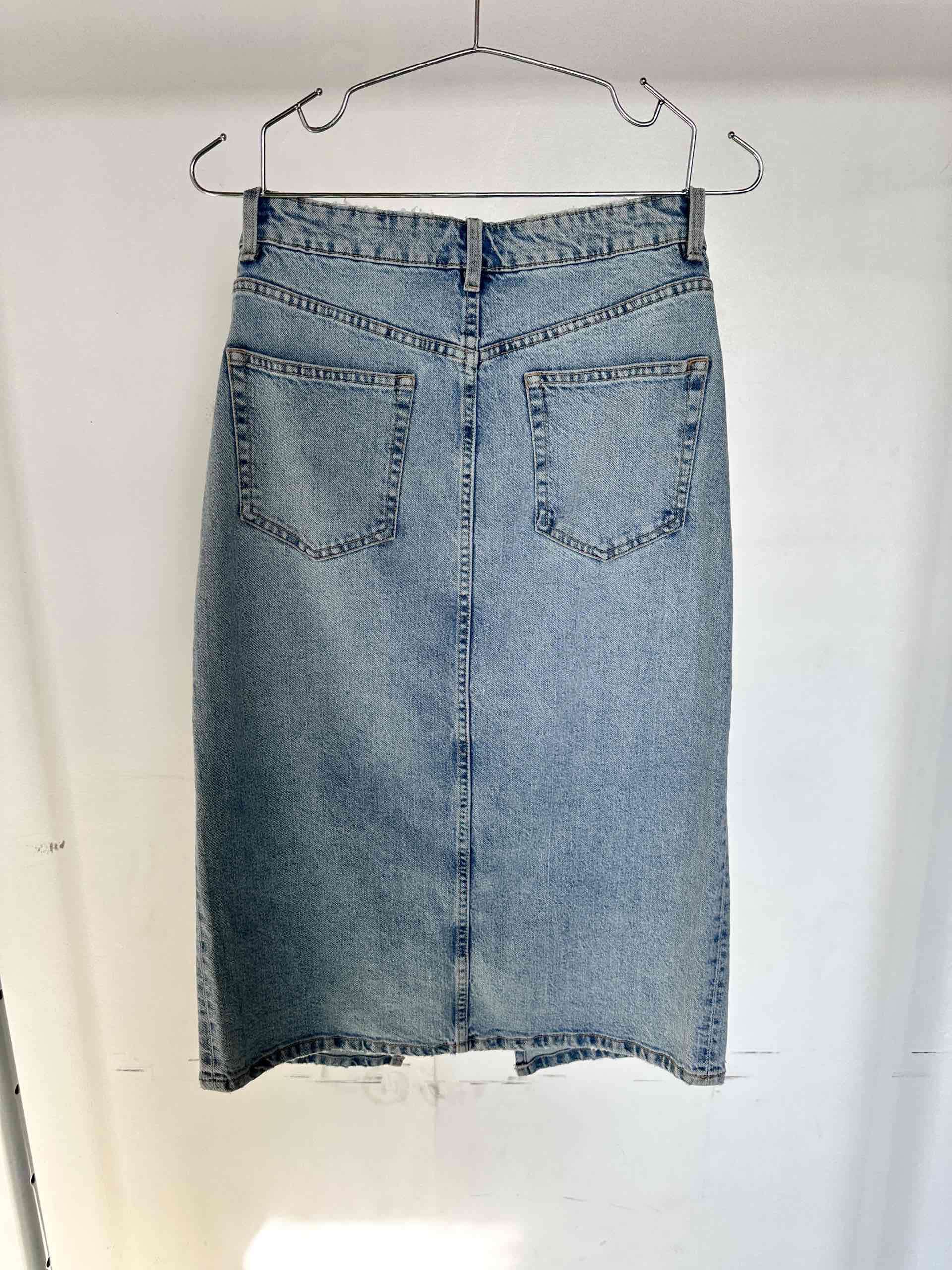 Falda denim midi con abertura - miniatura 2