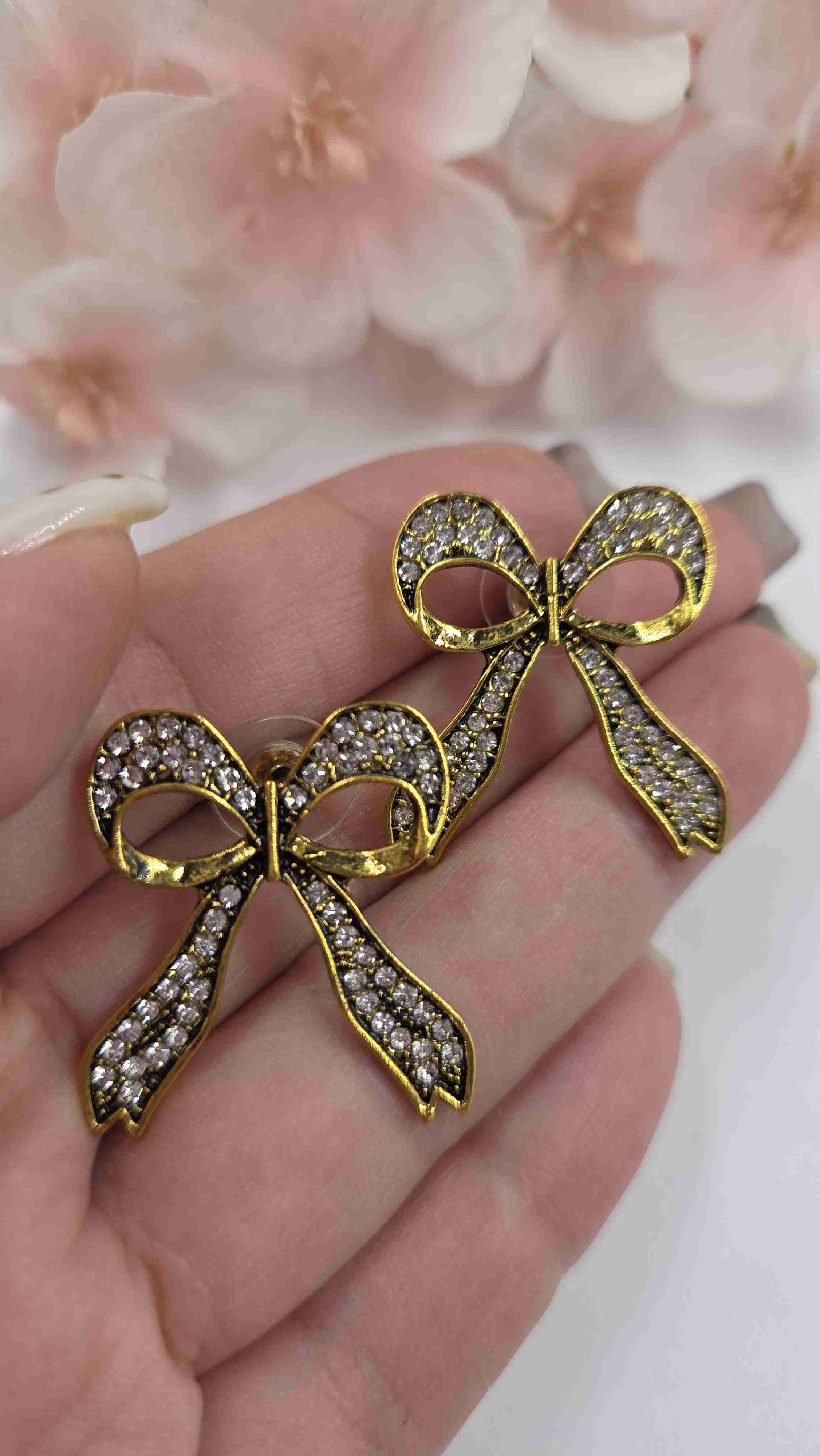 Aros de lazo dorado con brillo - miniatura 2