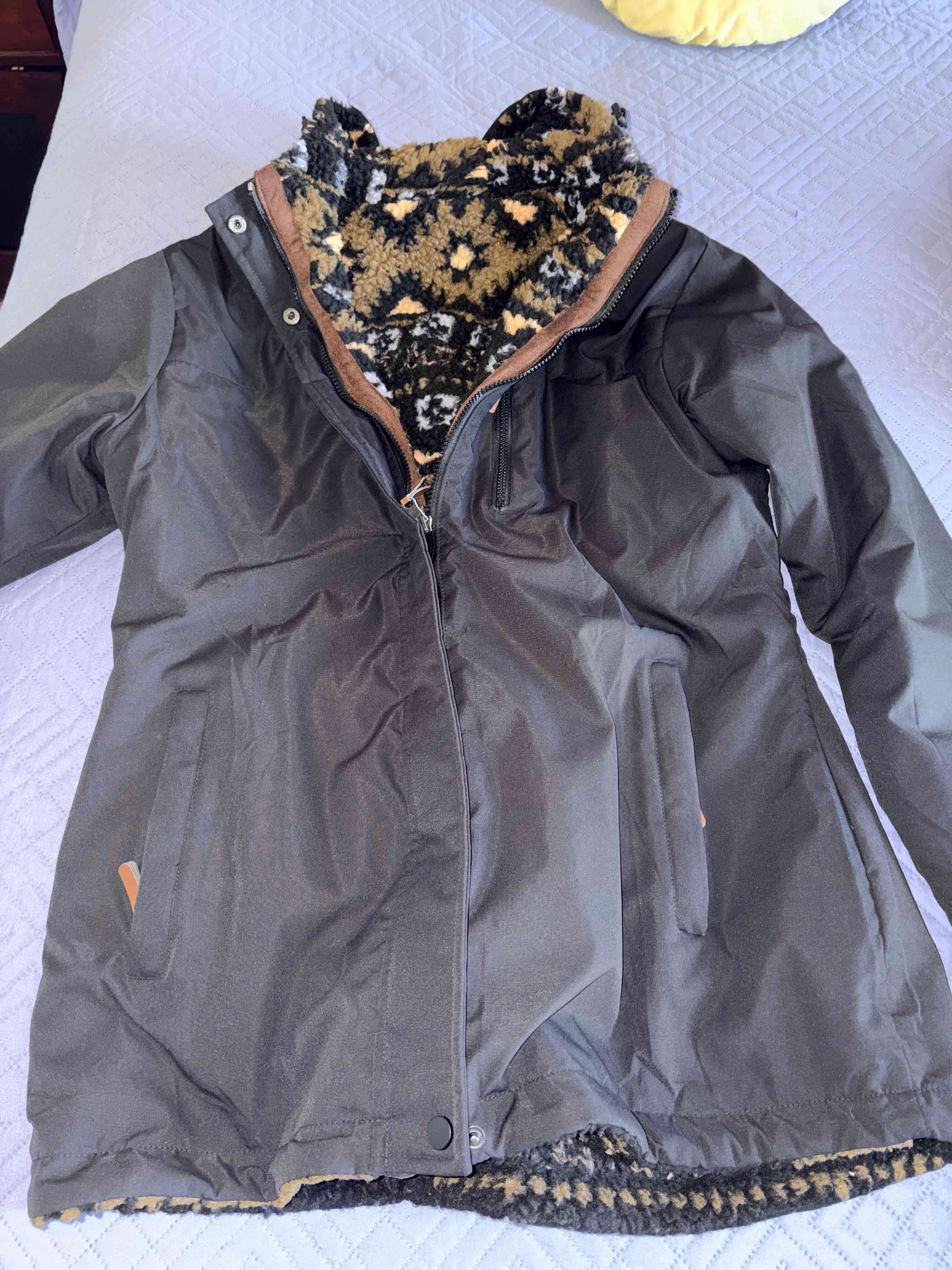 Parka negra con forro polar reversible - miniatura 2