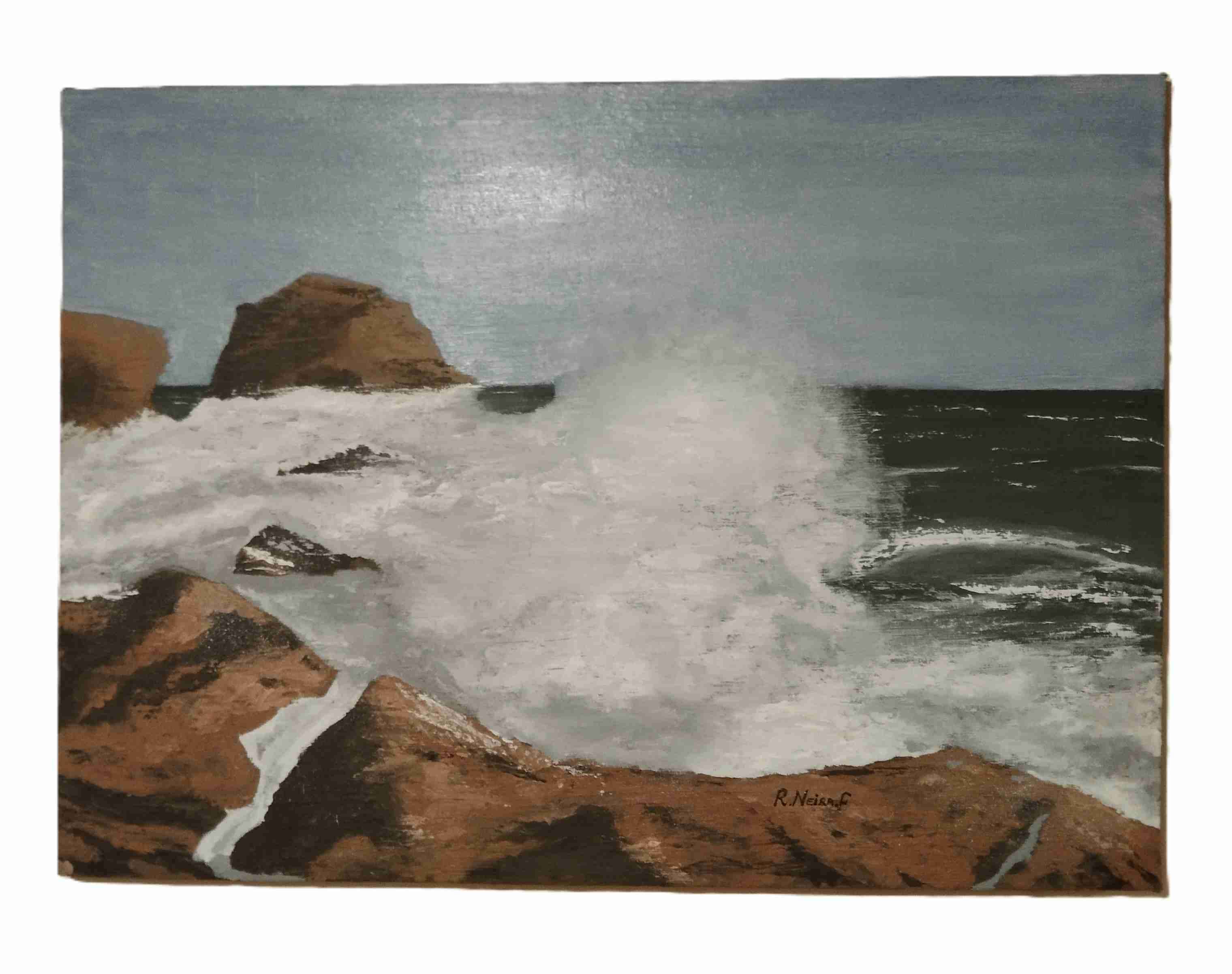 Cuadro de paisaje marino, oleo 90 x 66 - miniatura 1