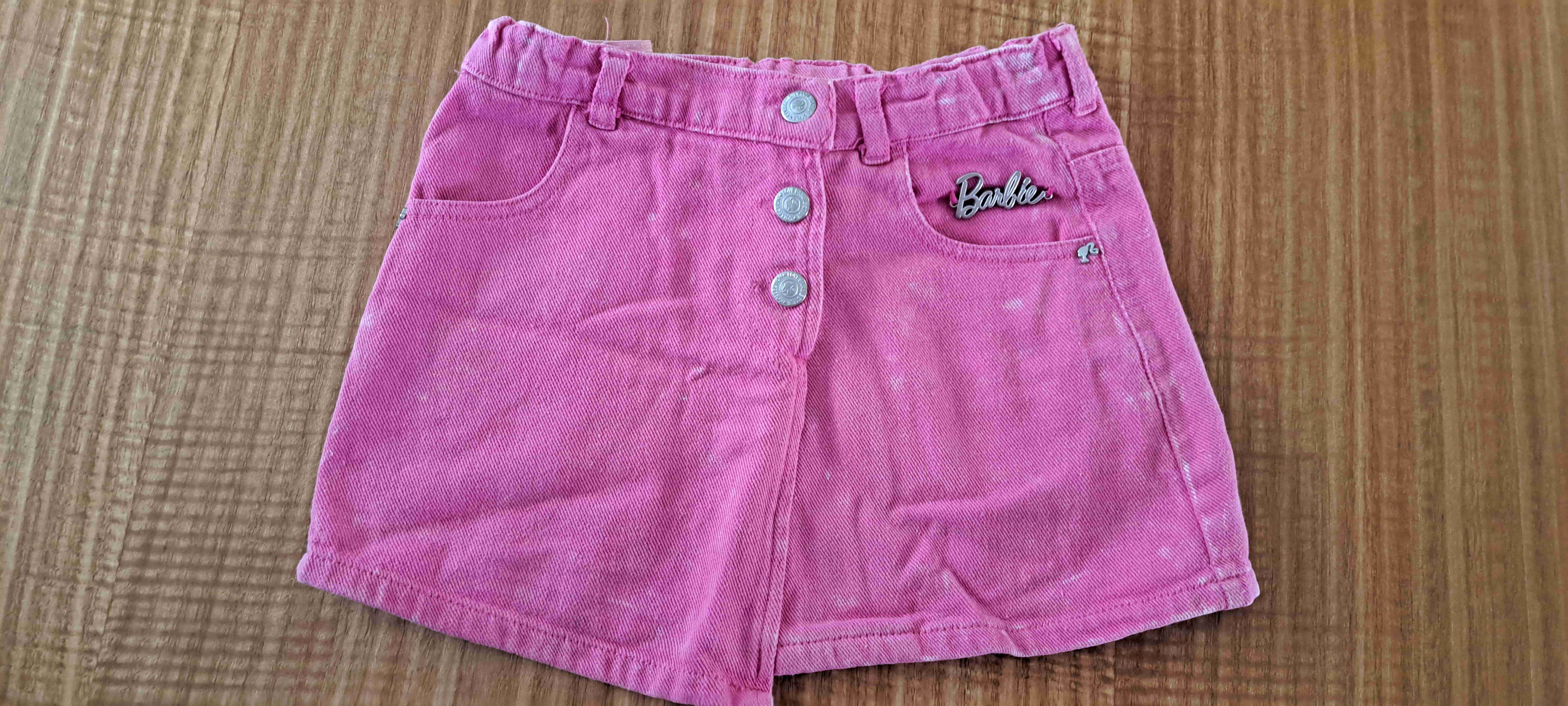 Mini falda de jeans rosados Barbie - miniatura 2