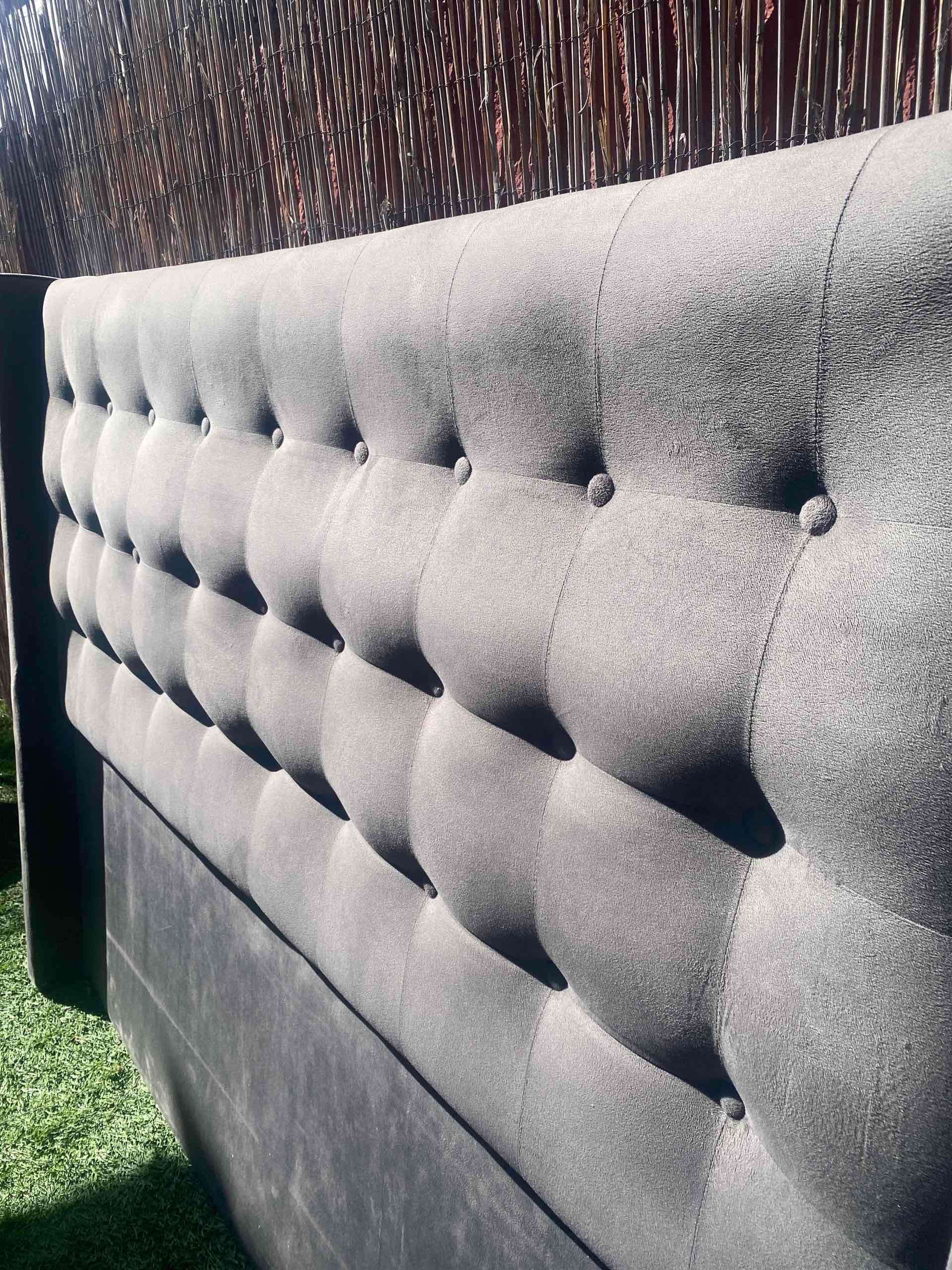 Respaldo de cama king, gris acolchado - miniatura 2