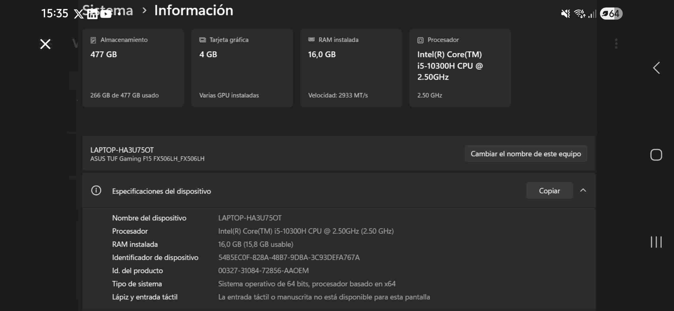 Laptop ASUS TUF Gaming 15.6" - miniatura 6