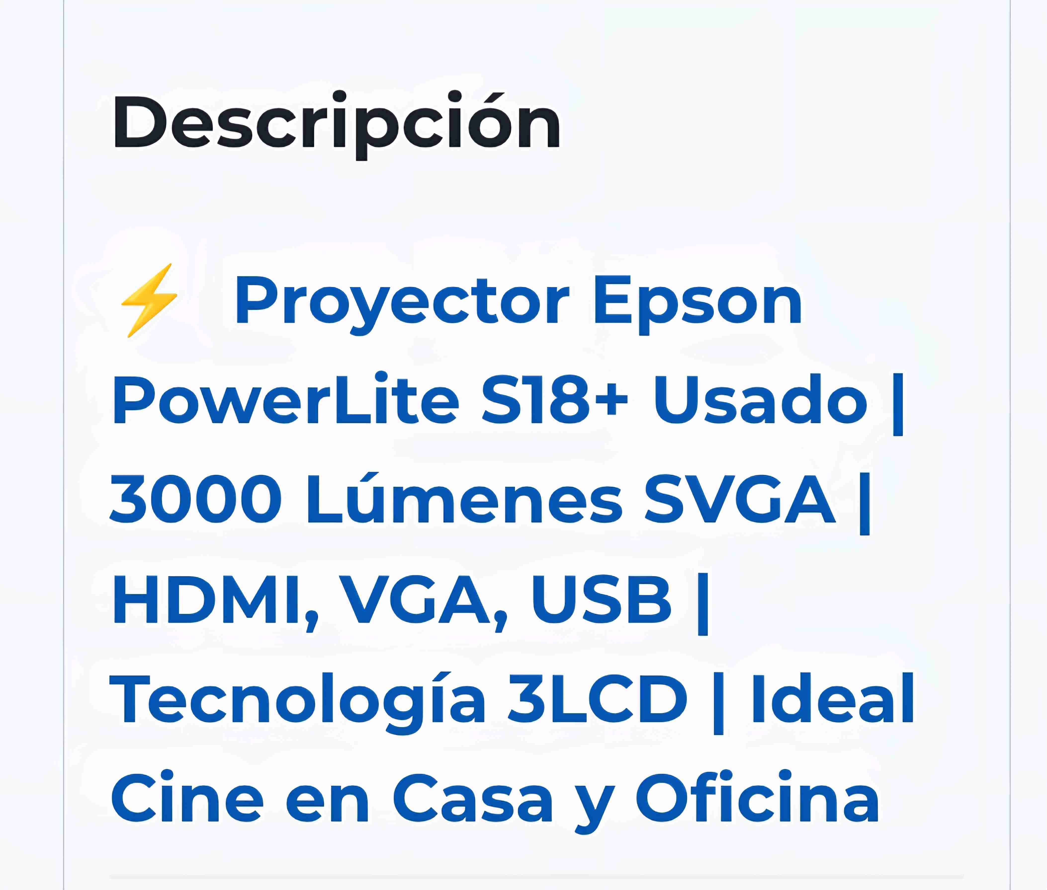Proyector Epson S18+ telón - miniatura 5