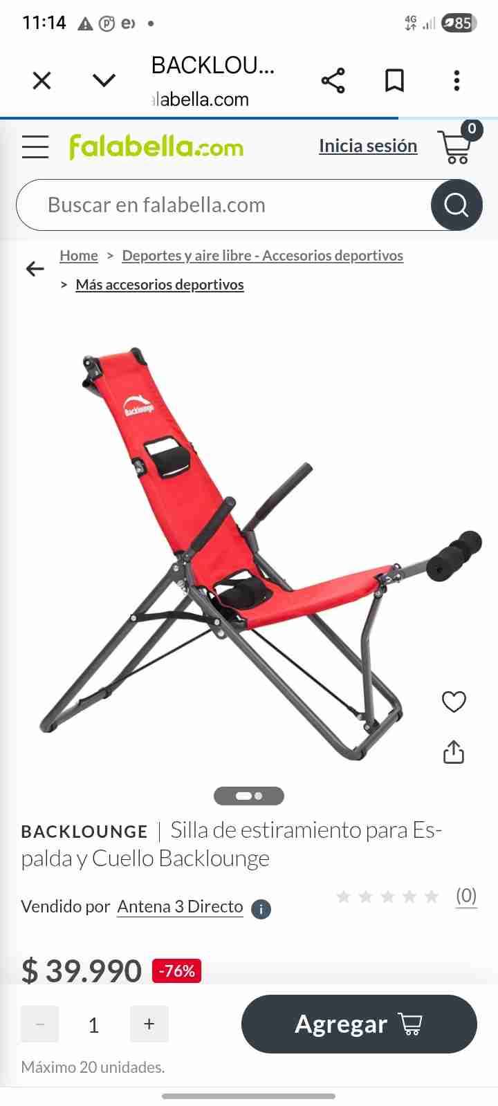 Silla de estiramiento Backlounge roja