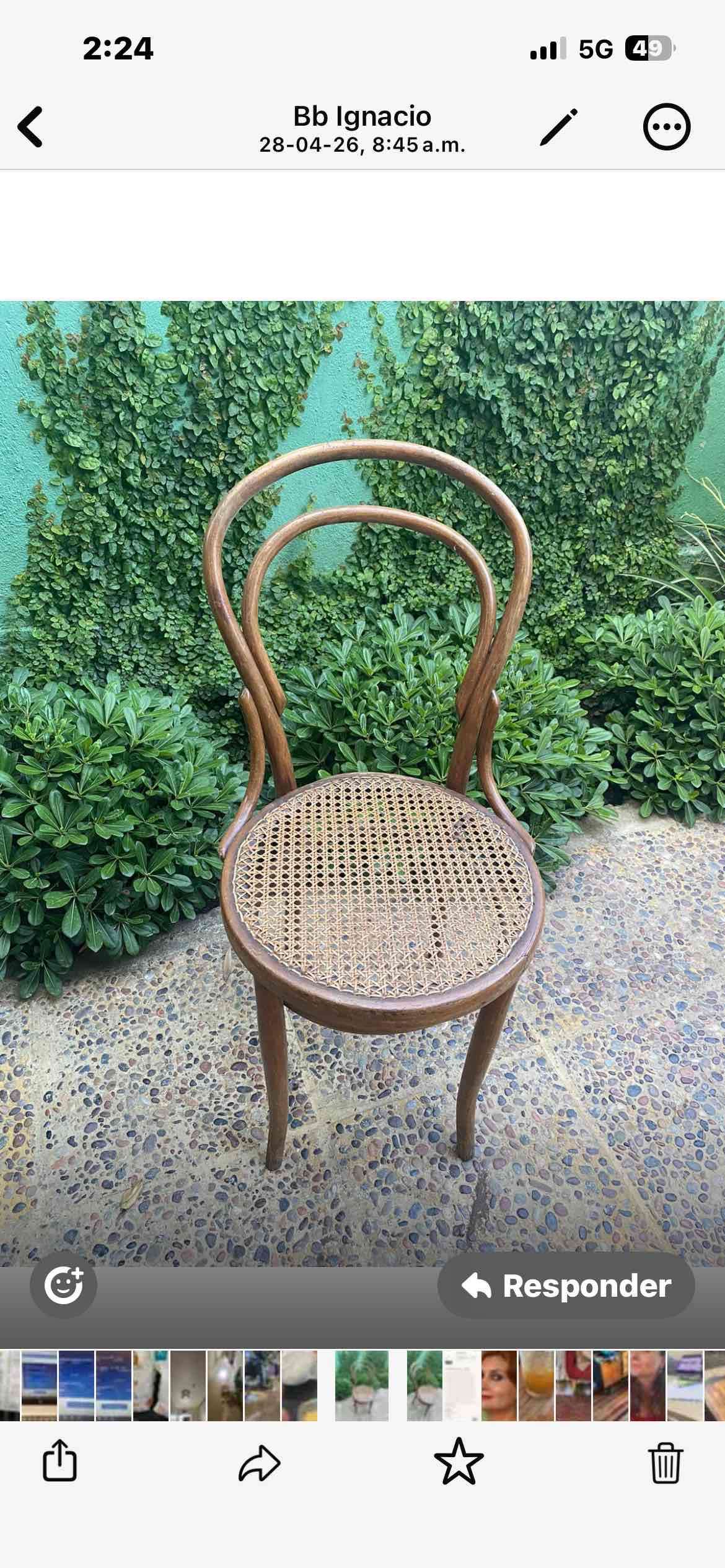 Silla de madera vintage de Viena original - miniatura 2