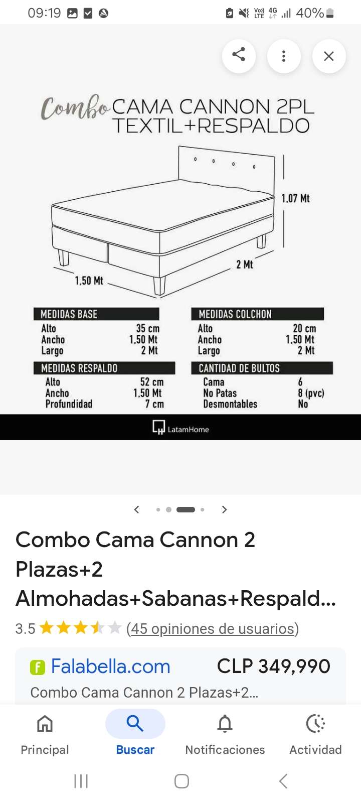 Cama plegable negra 2 plazas,menos d3 7n mes de us - miniatura 6