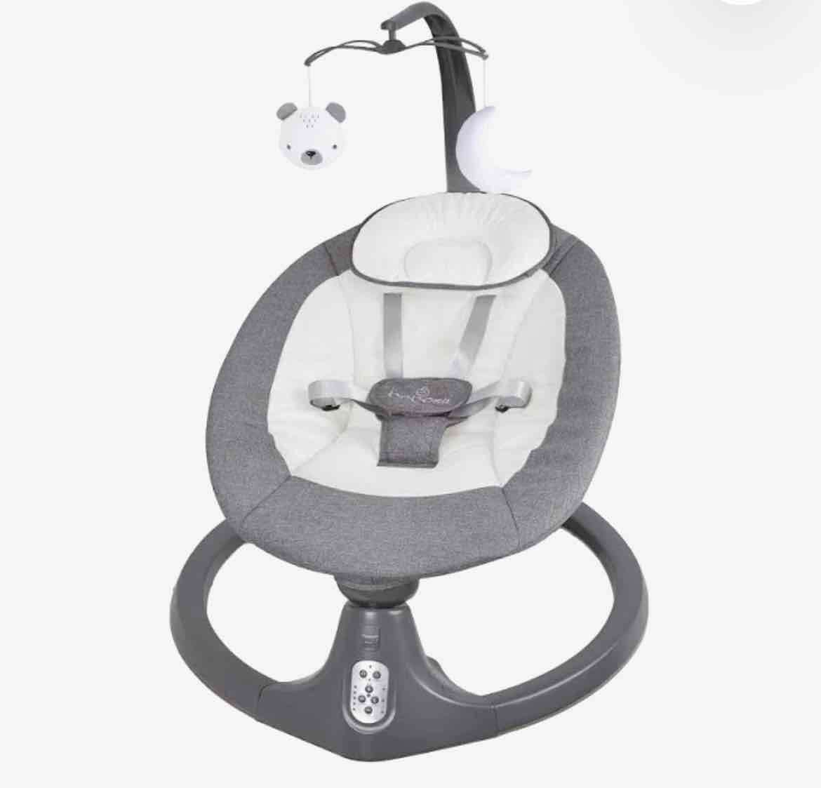 Silla mecedora para bebé gris - miniatura 1