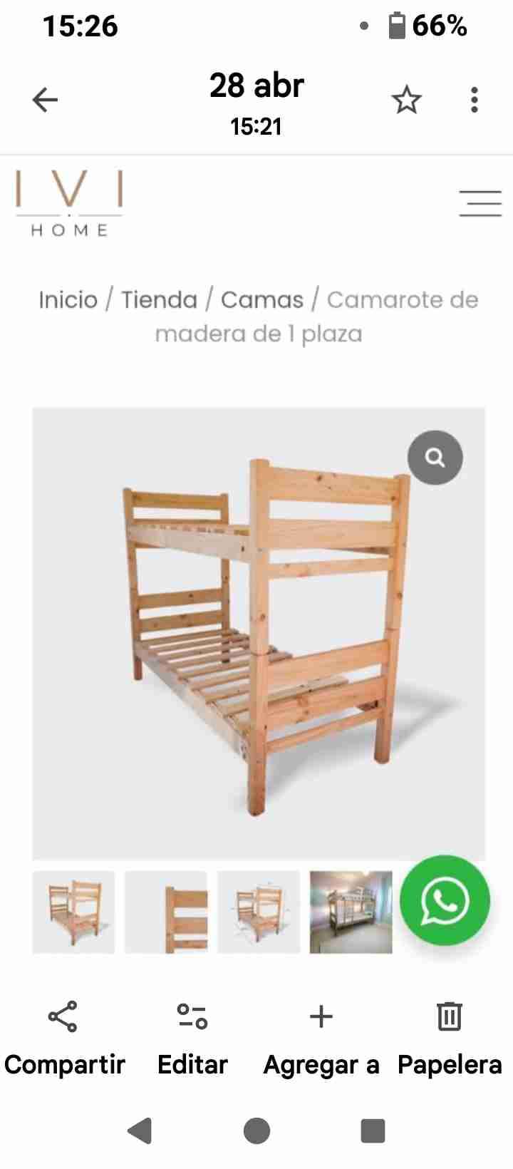 Camarote de madera 1 plaza - miniatura 1