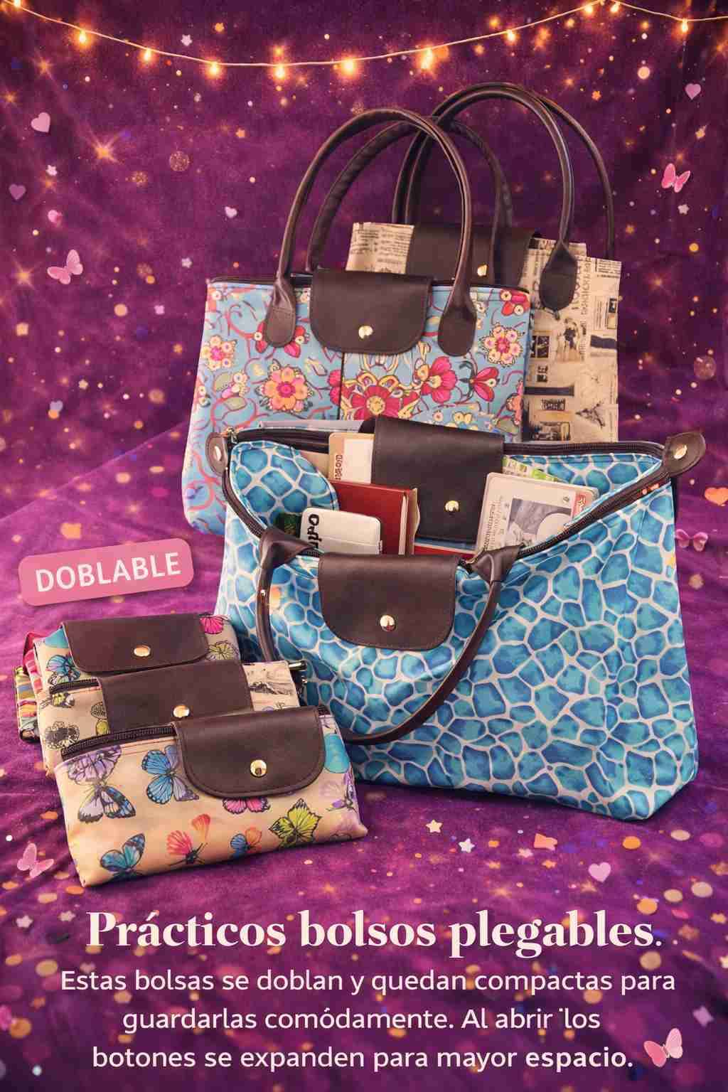 Bolso plegable estampado colorido