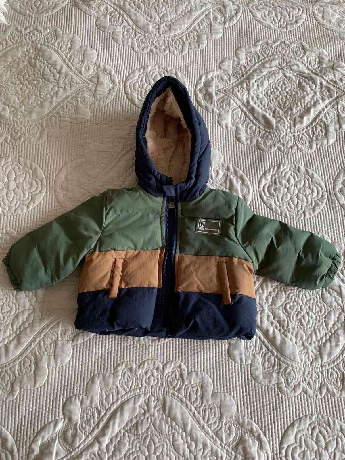 Parka infantil tricolor con capucha - miniatura 1