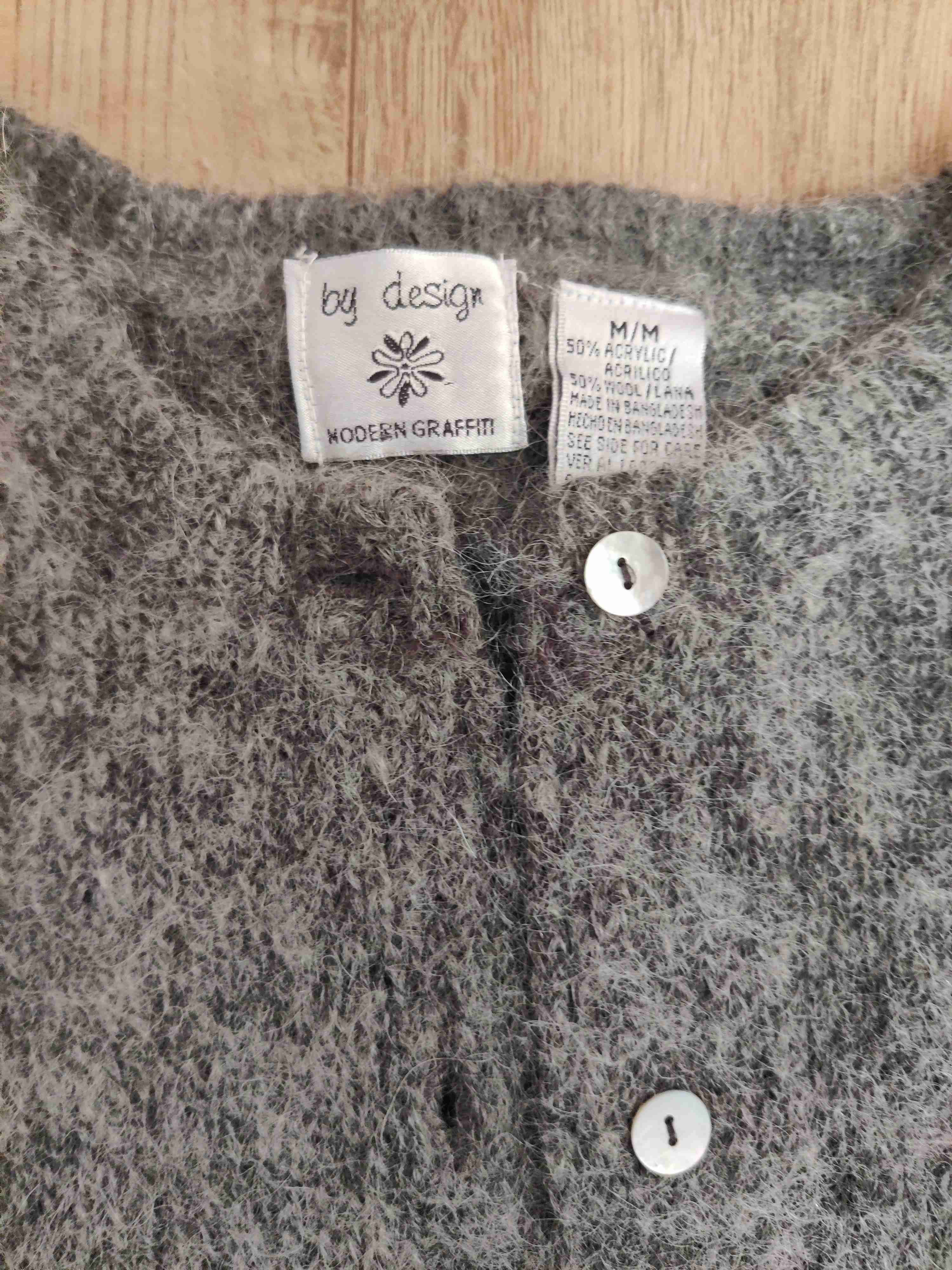 Chaleco lana grisangora botones madre perla - miniatura 2