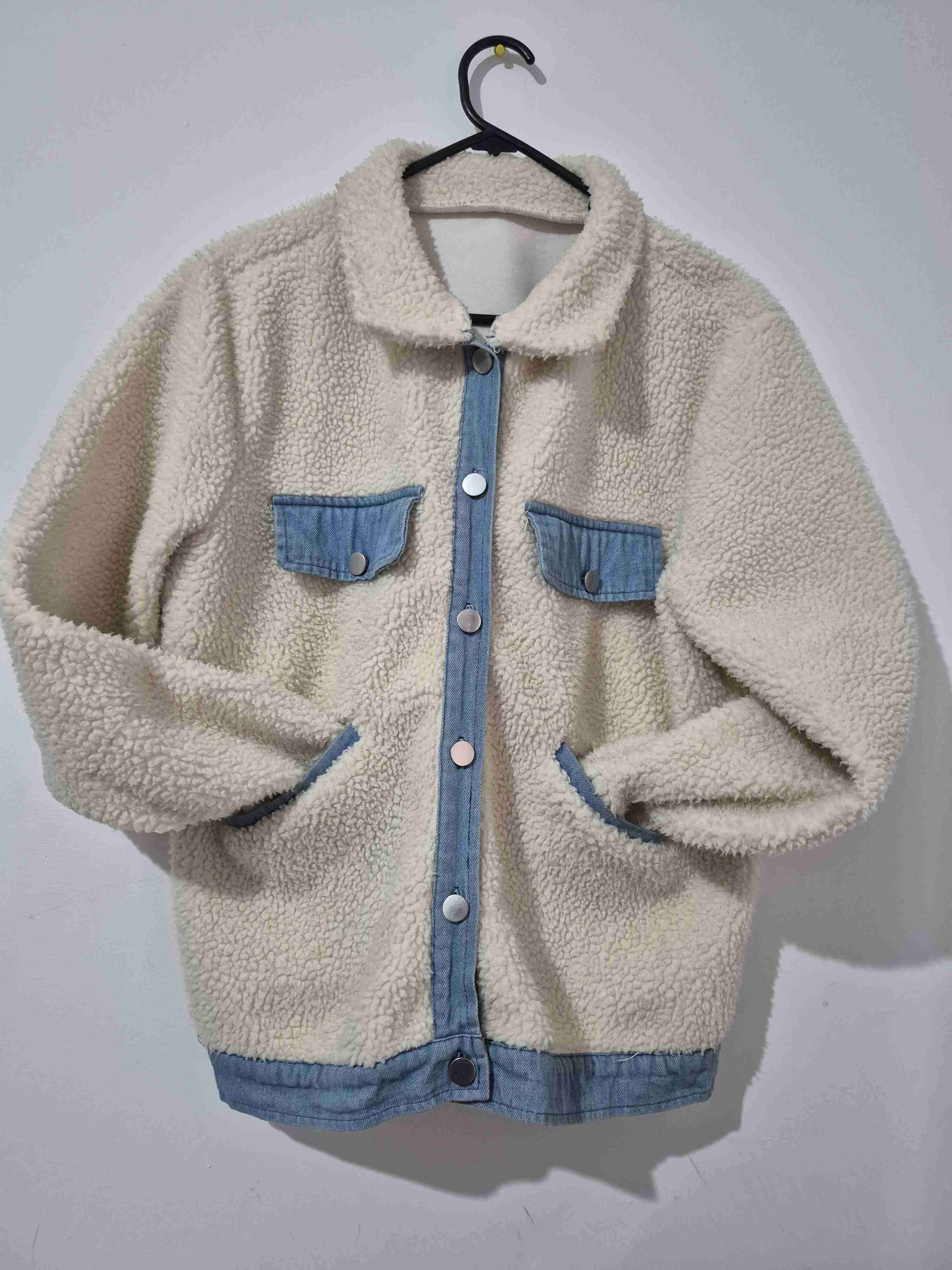 Chaqueta de lana beige con denim - miniatura 1