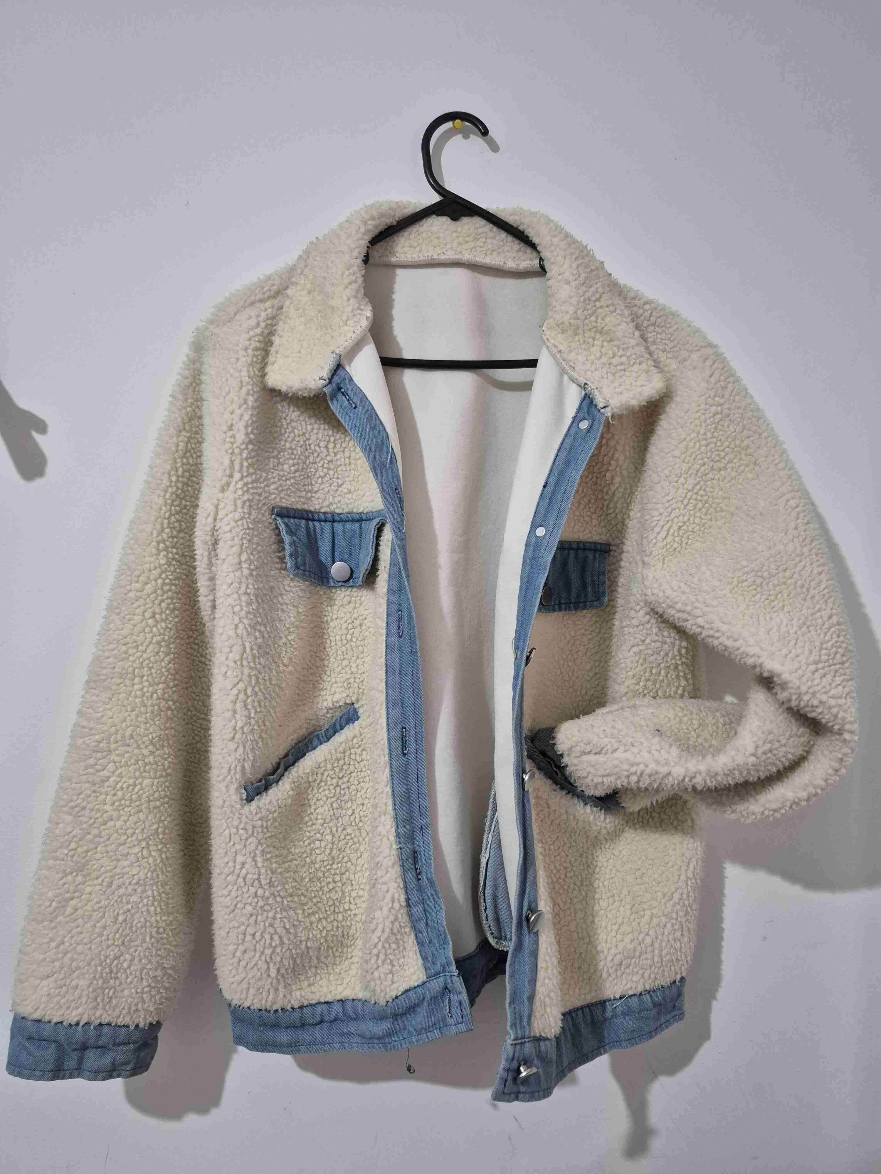 Chaqueta de lana beige con denim - miniatura 2