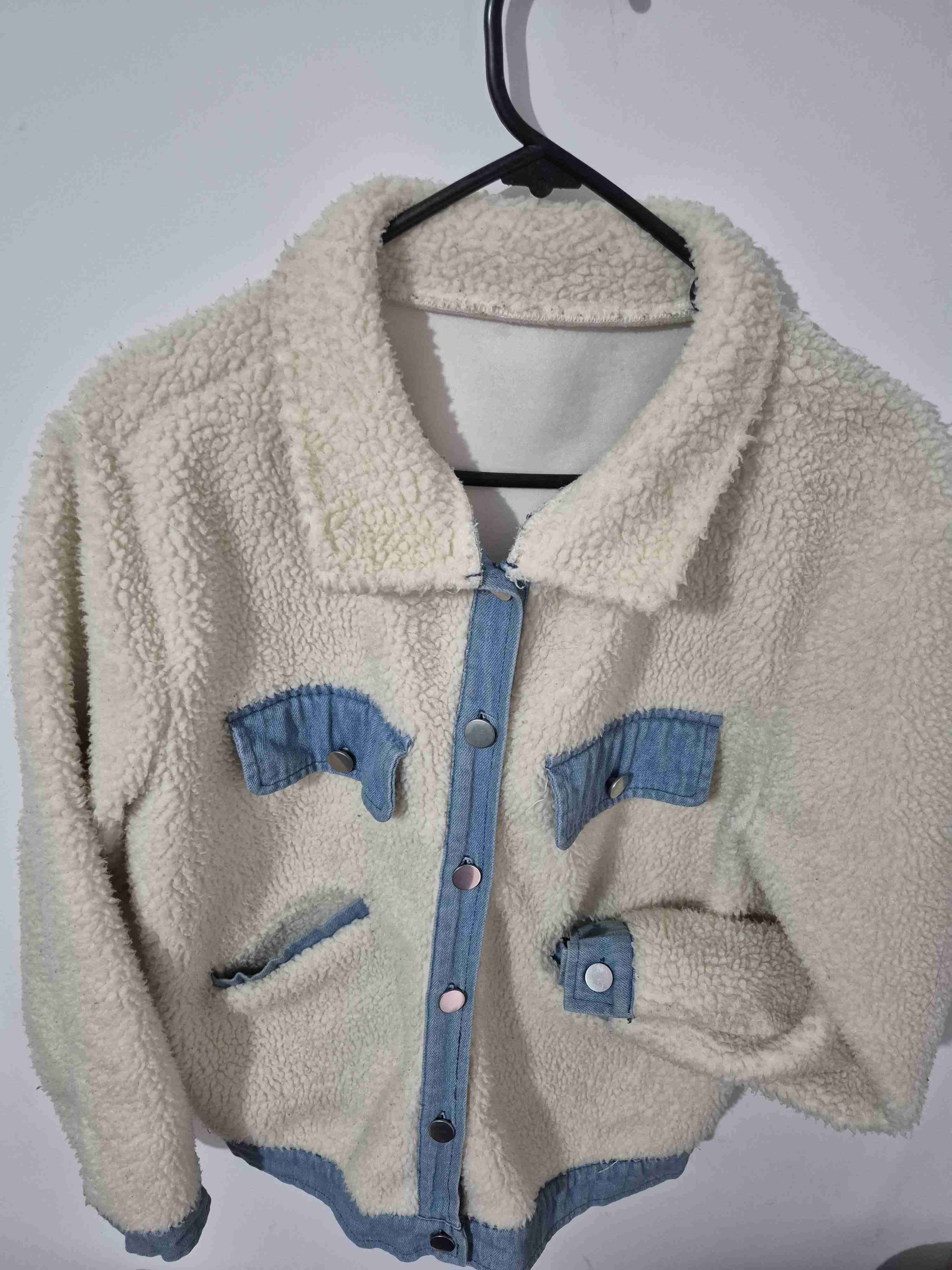 Chaqueta de lana beige con denim - miniatura 3