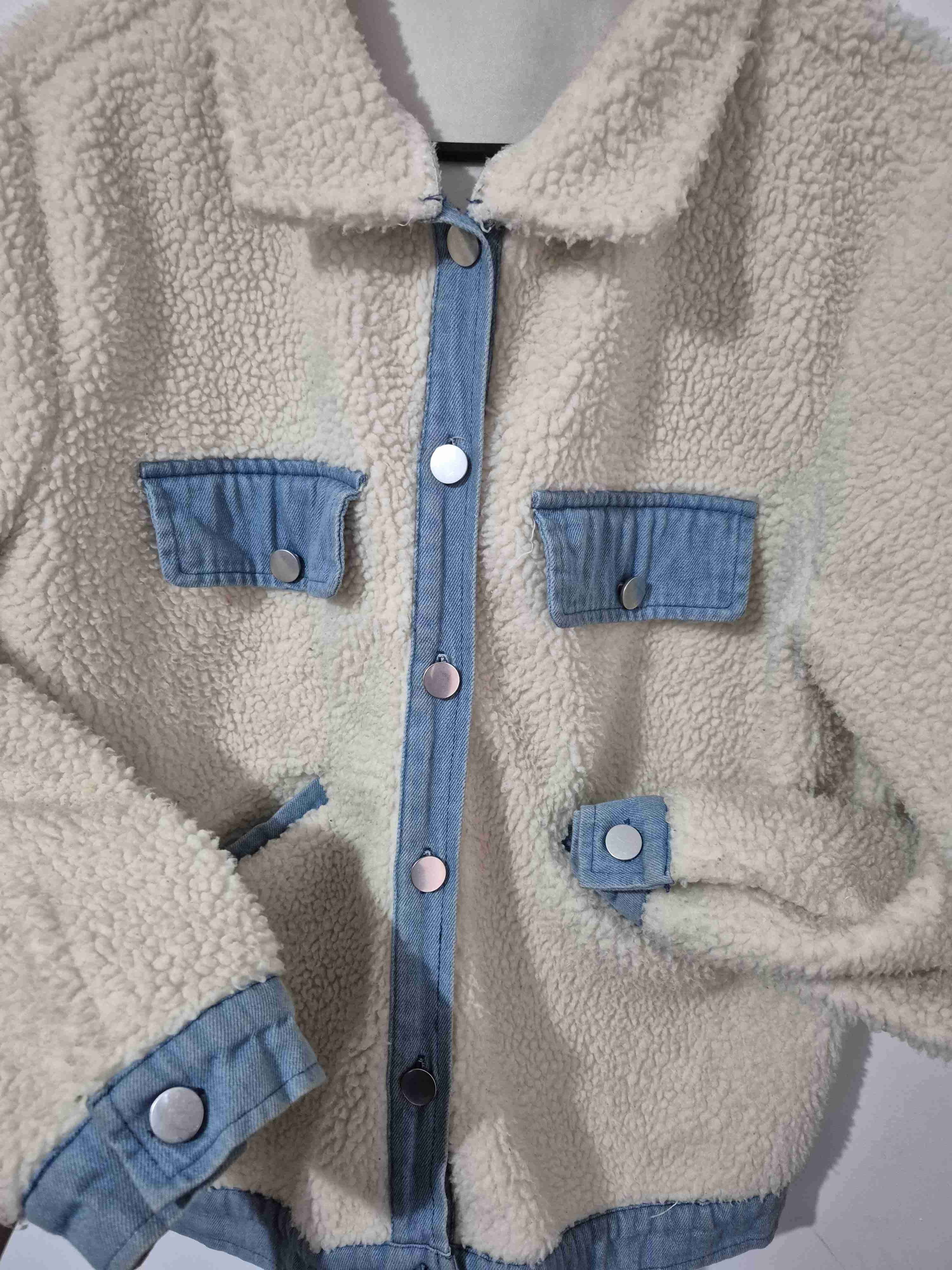 Chaqueta de lana beige con denim - miniatura 4