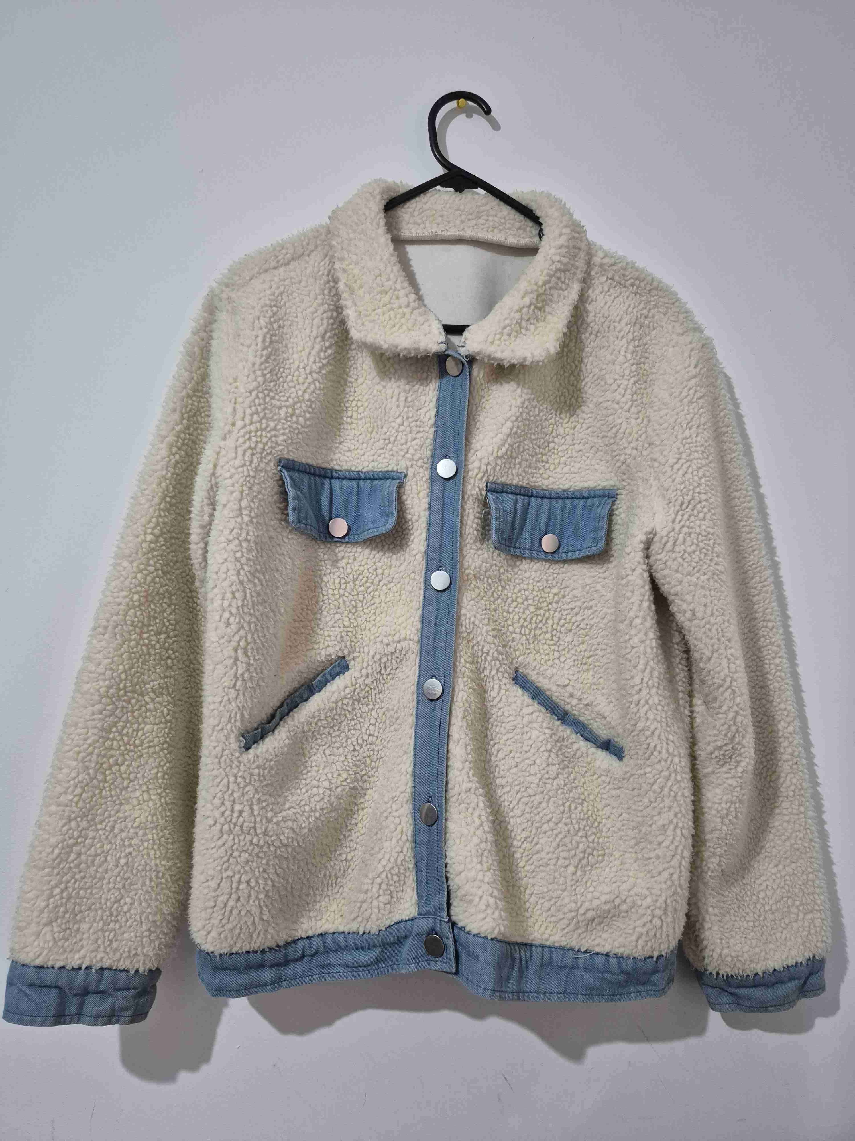 Chaqueta de lana beige con denim - miniatura 5