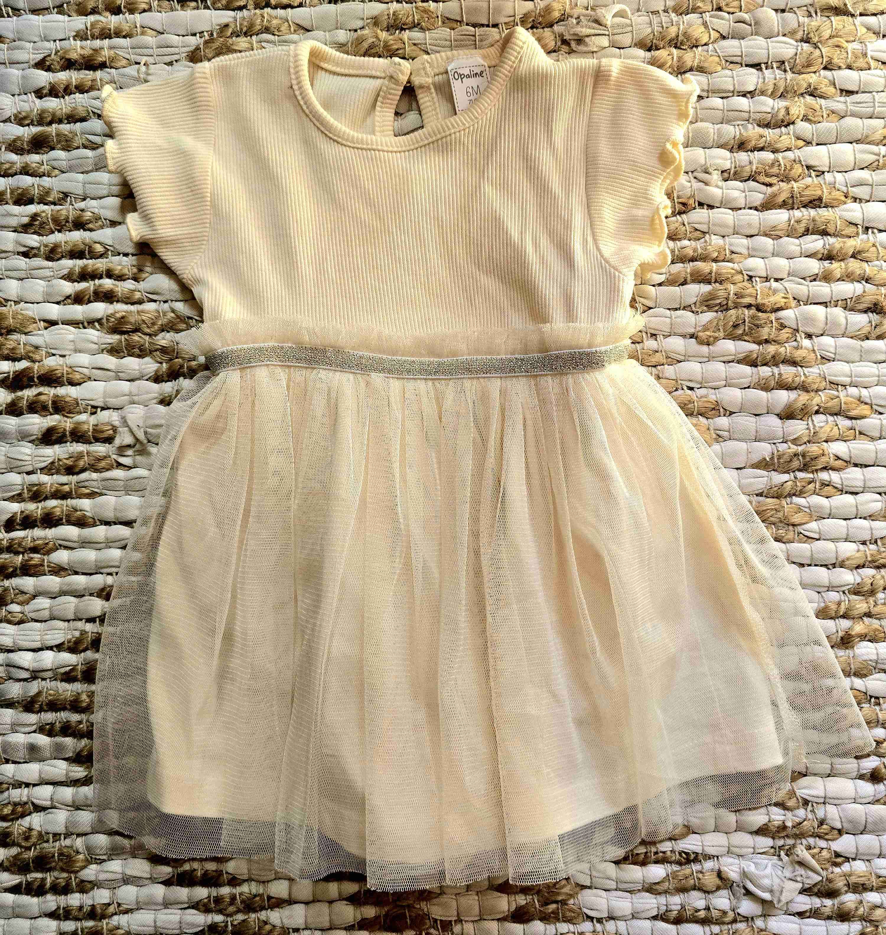 Vestido bebé con tul beige opaline - miniatura 1