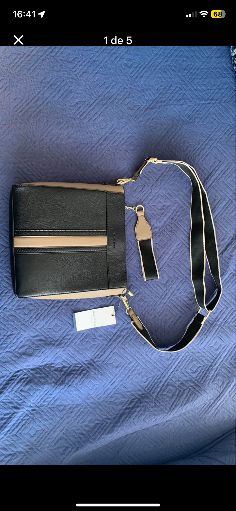 Bolso bandolera negro y beige - miniatura 1