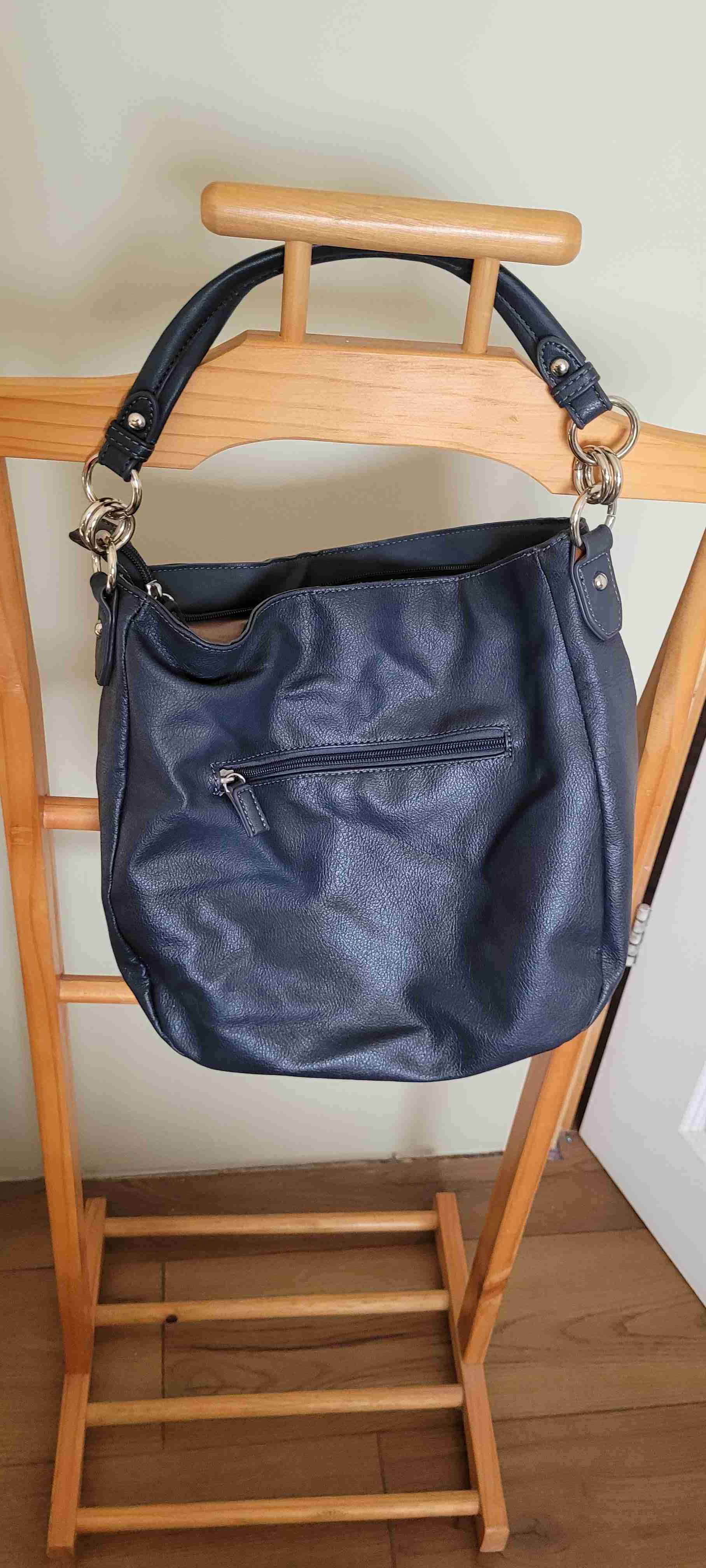 Bolso simil cuero azul grande - miniatura 3