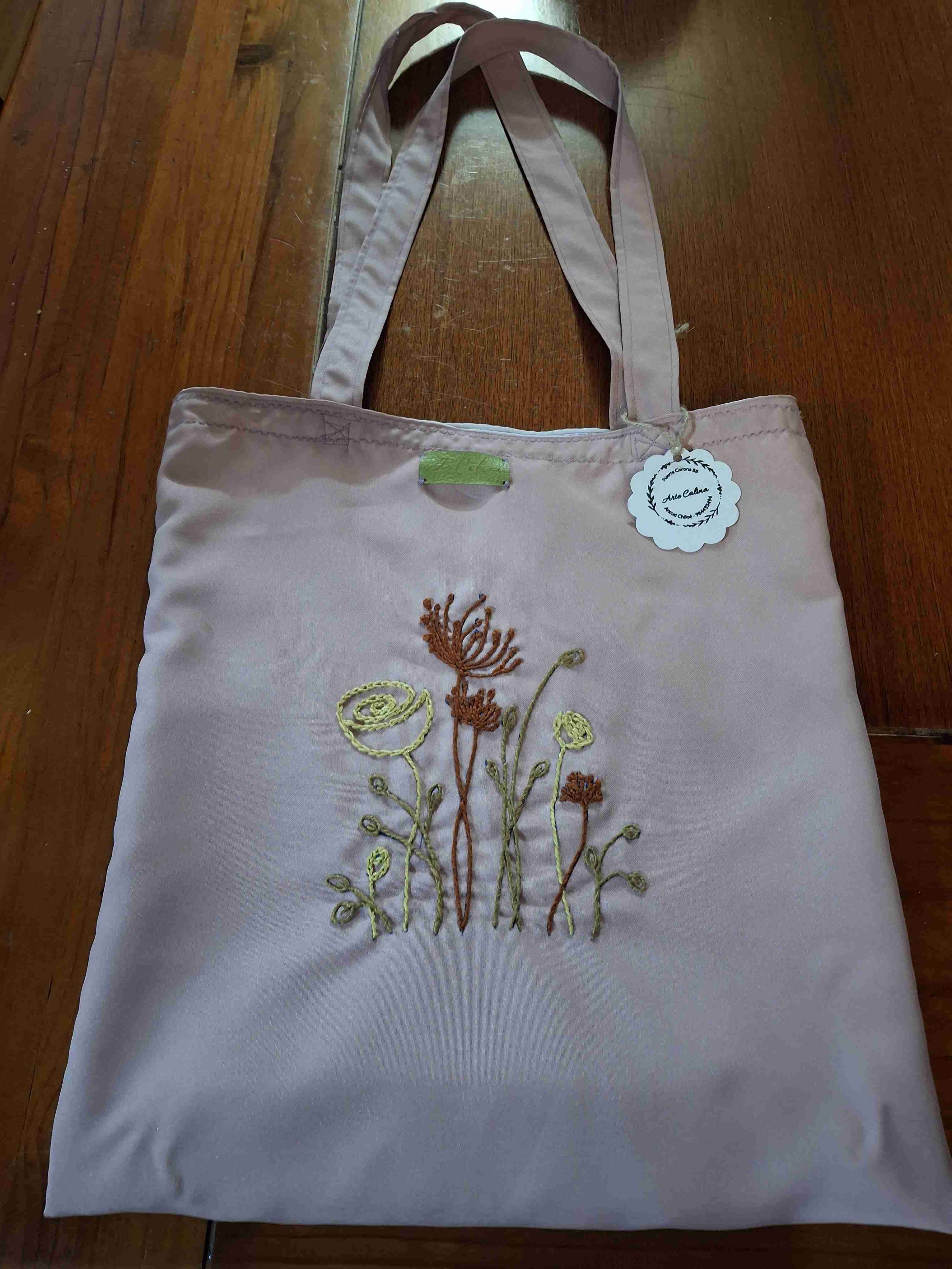 Bolso de tela bordado floral - miniatura 2