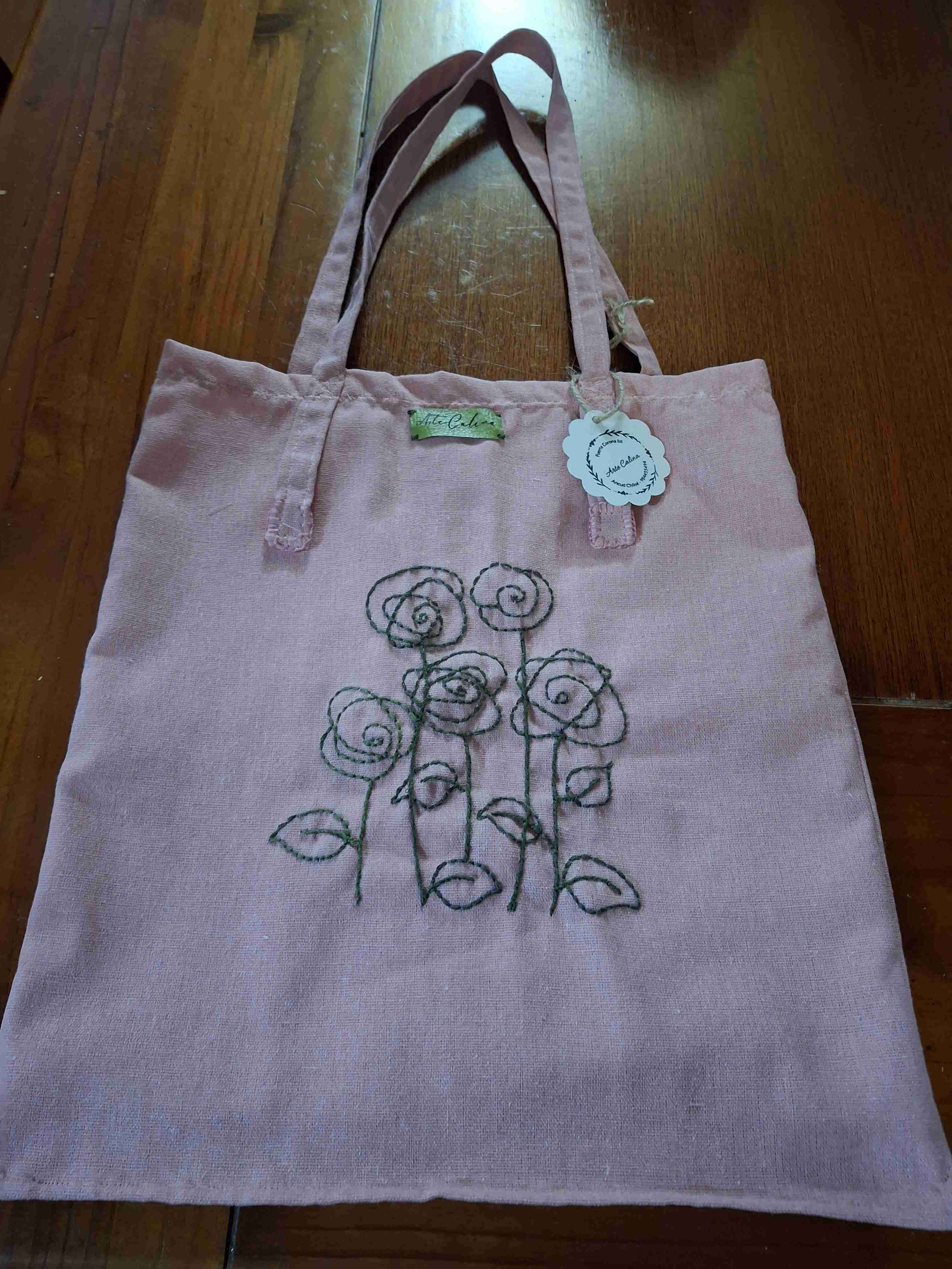 Bolso de tela bordado floral - miniatura 3