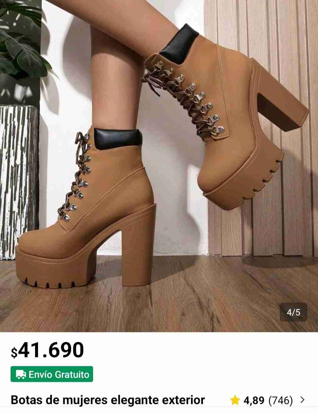 Botas altas beige con plataforma - miniatura 3