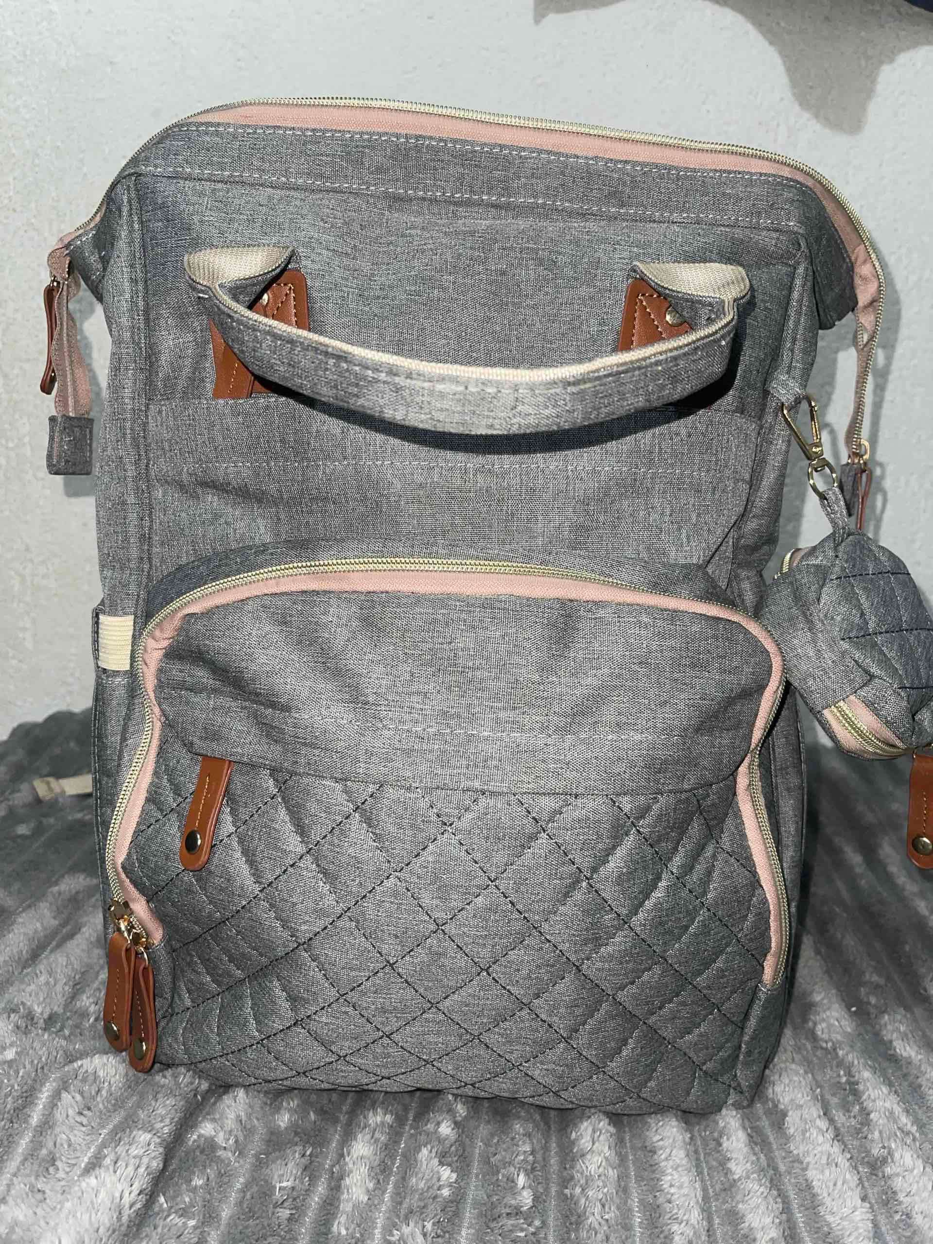 Pañalera Mochila gris con bolsito circular - miniatura 2