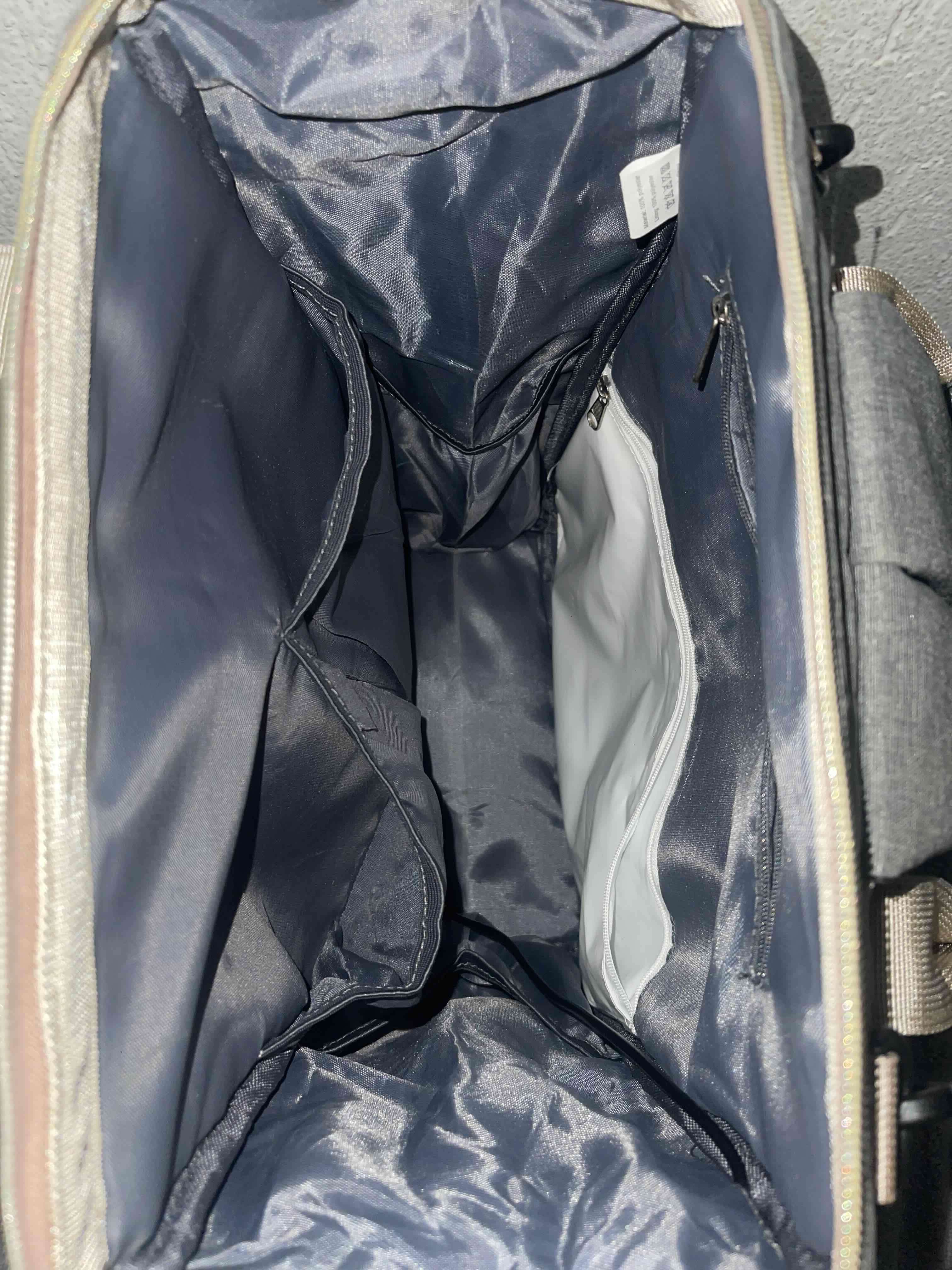 Pañalera Mochila gris con bolsito circular - miniatura 6