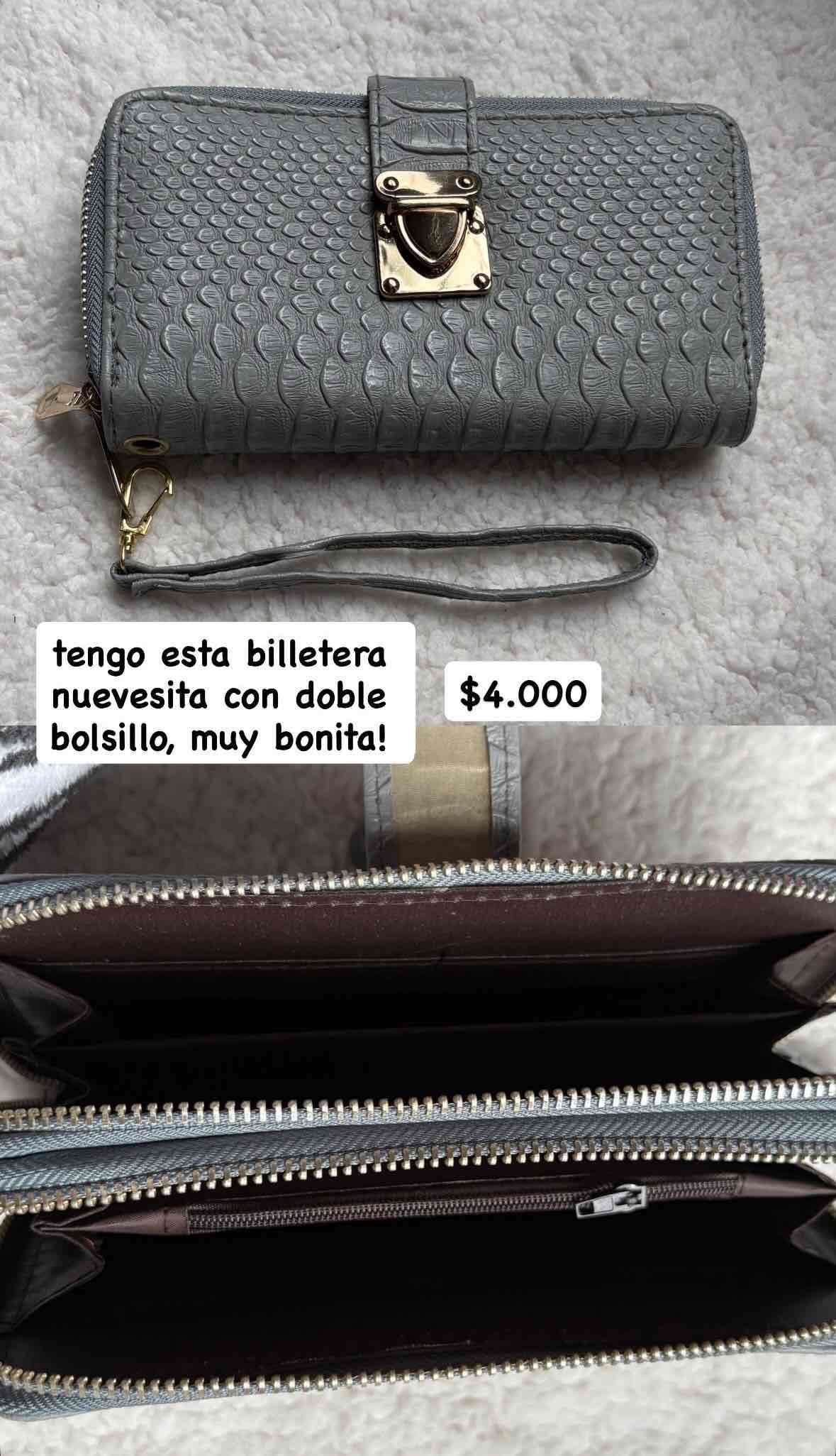 Billetera gris doble bolsillo