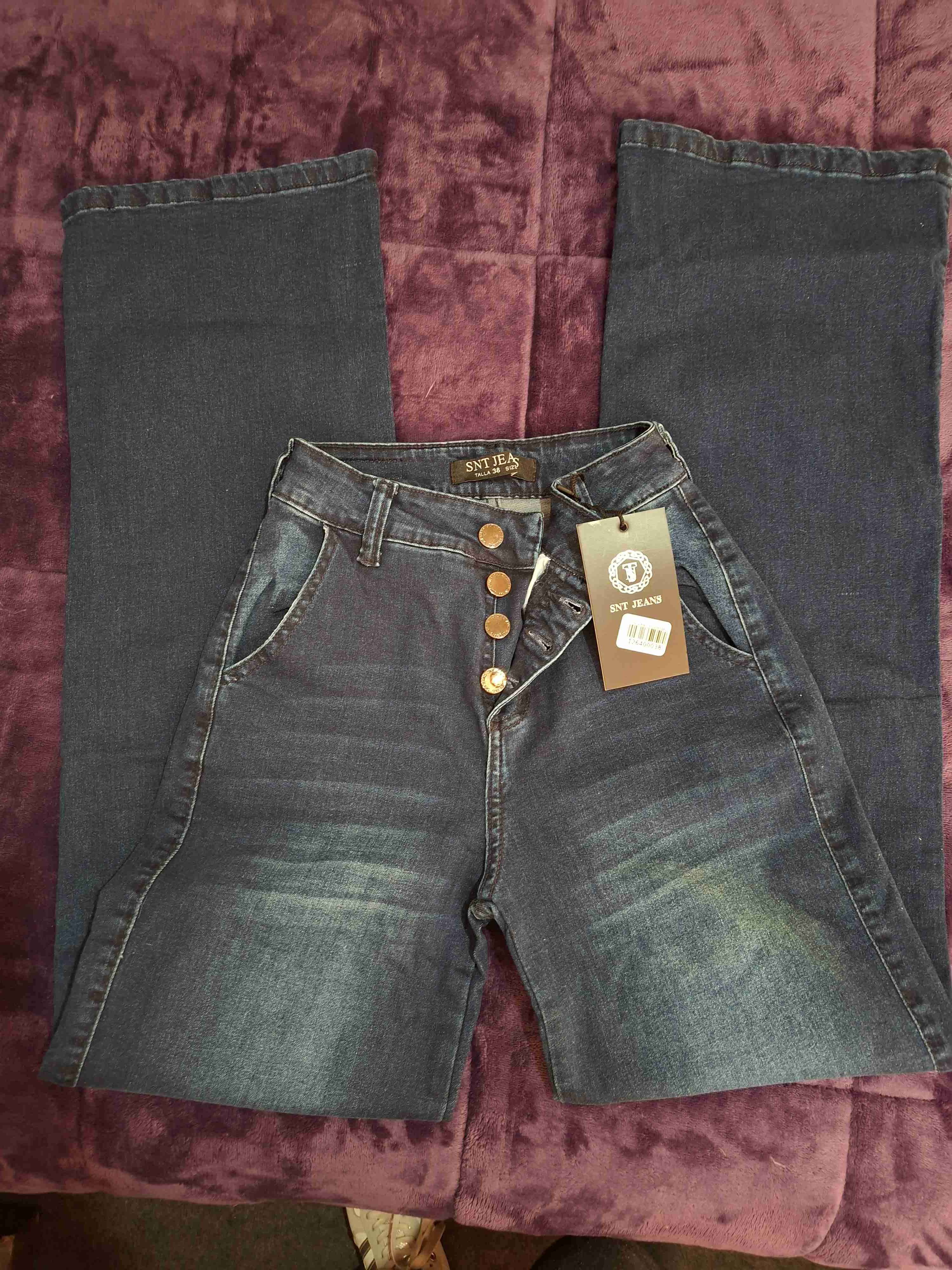 Jeans azul oscuro con botones - miniatura 3