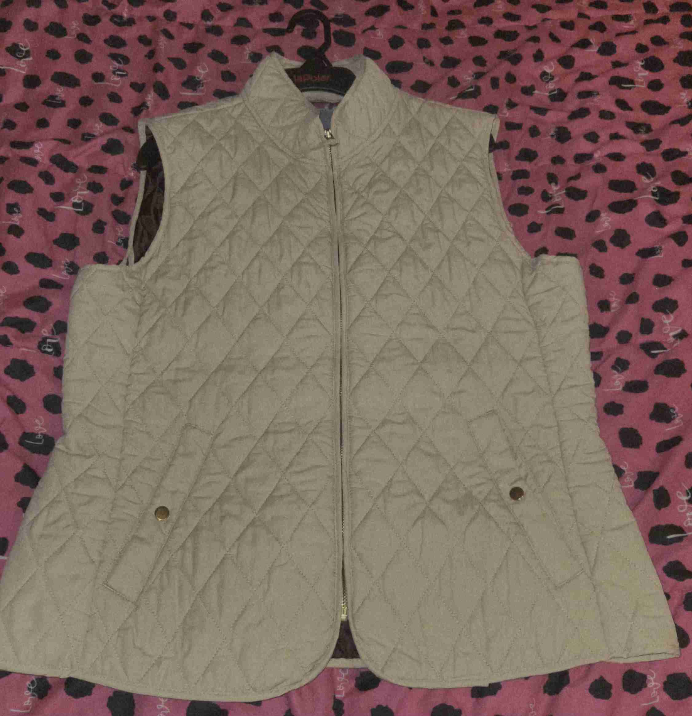 Chaleco acolchado beige sin mangas - miniatura 1