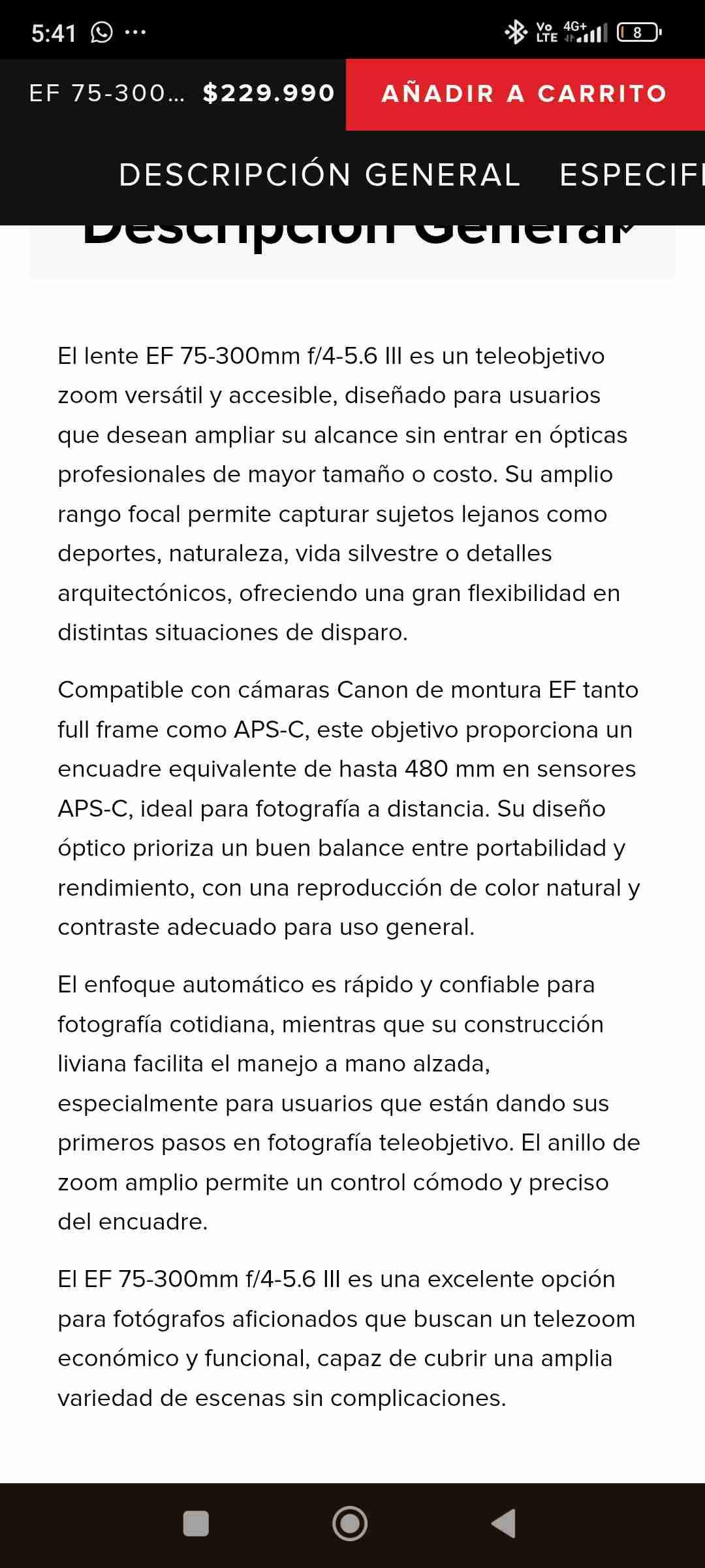 Lente cámara Canon 55-250mm - miniatura 3