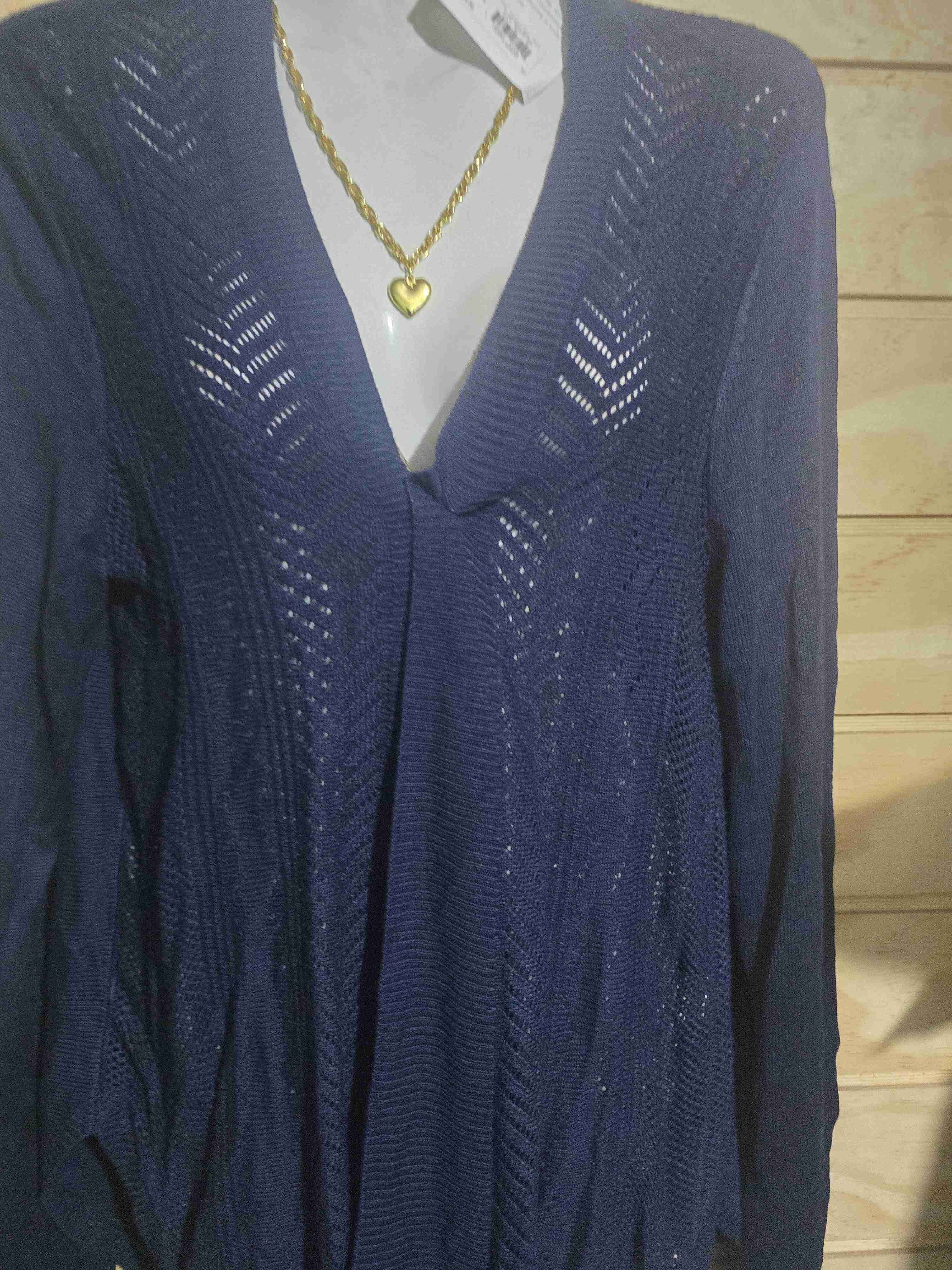 Cardigan azul calado - miniatura 2