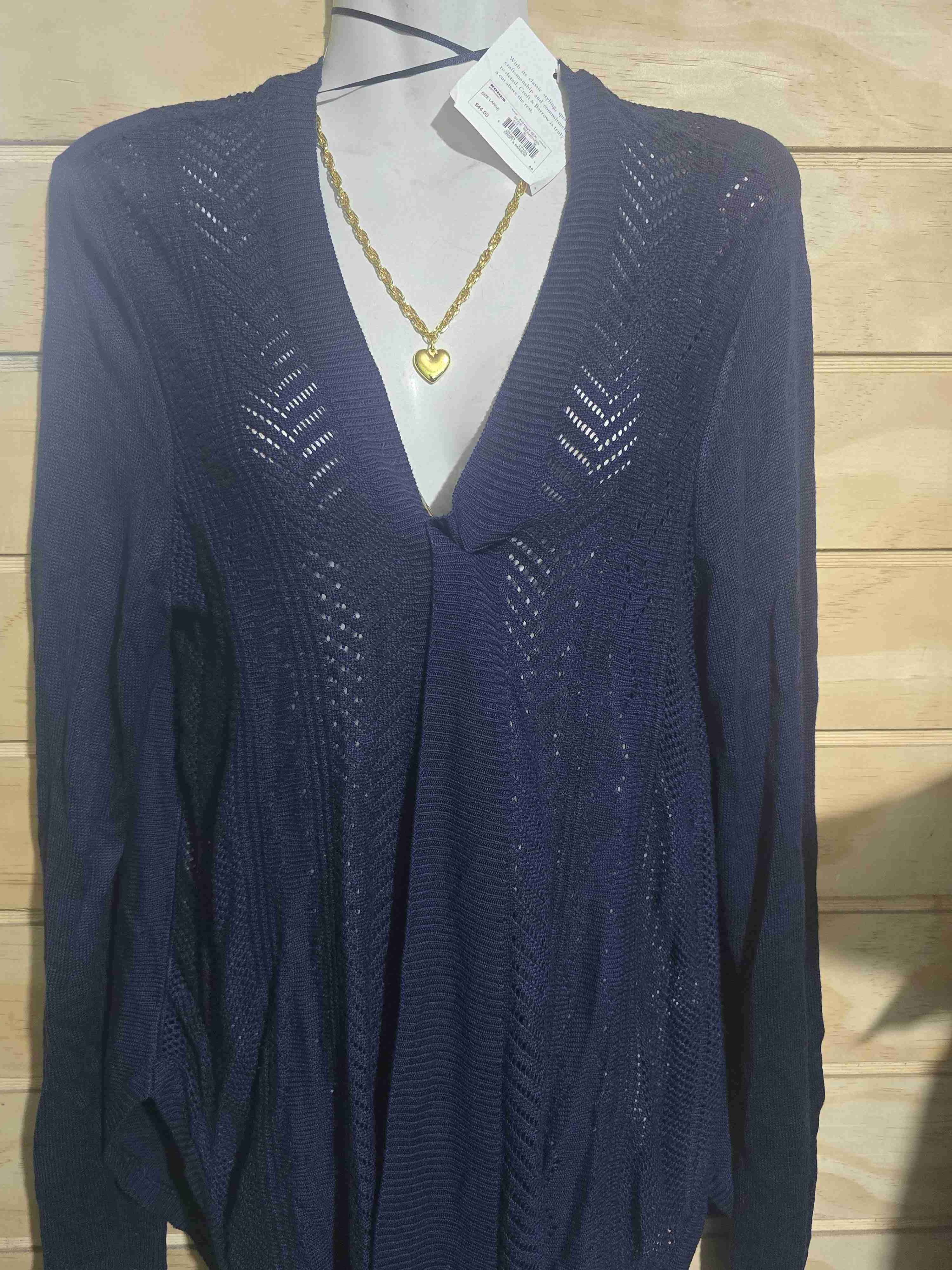 Cardigan azul calado - miniatura 3