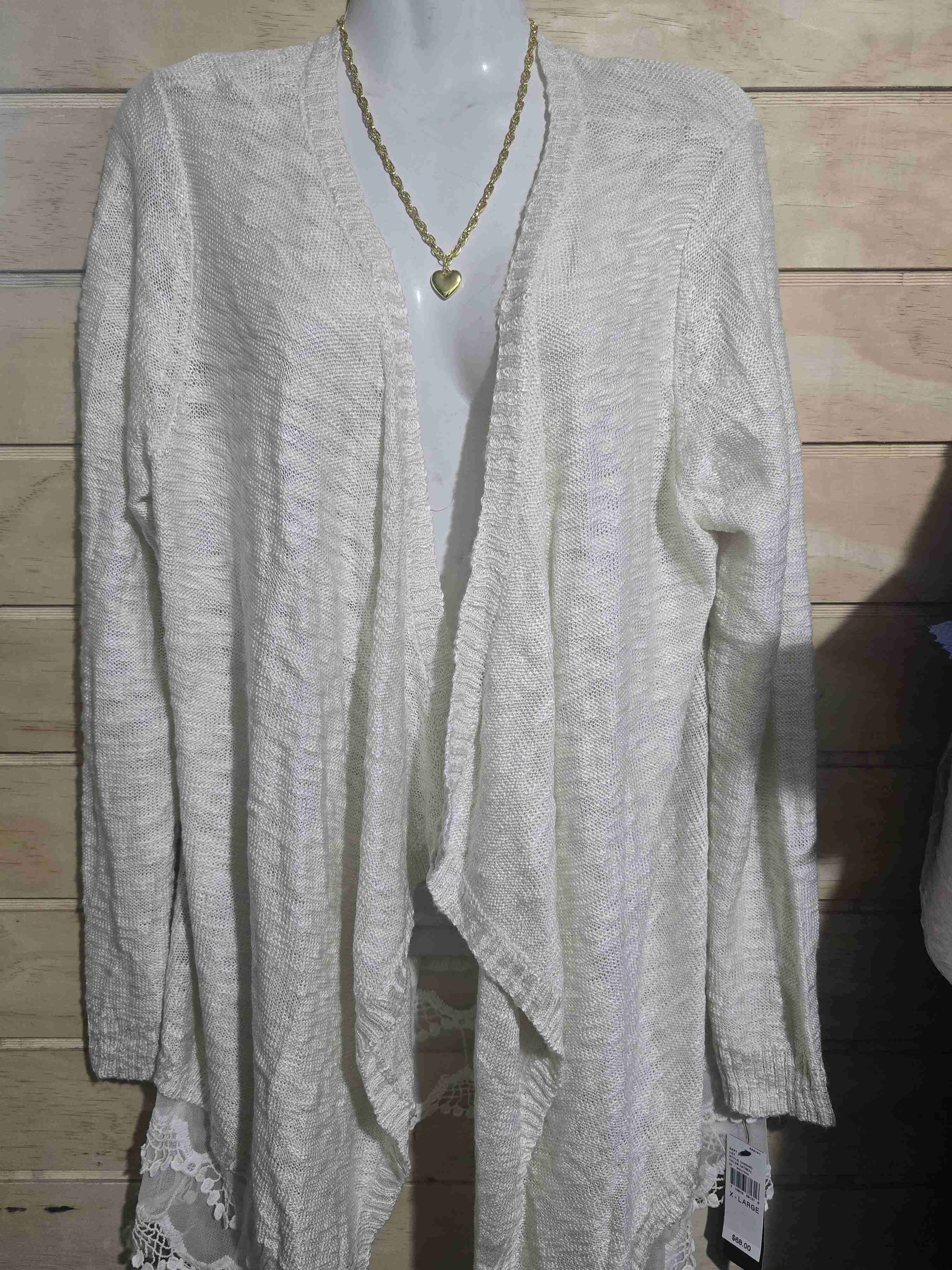 Cárdigan blanco con encaje - miniatura 2