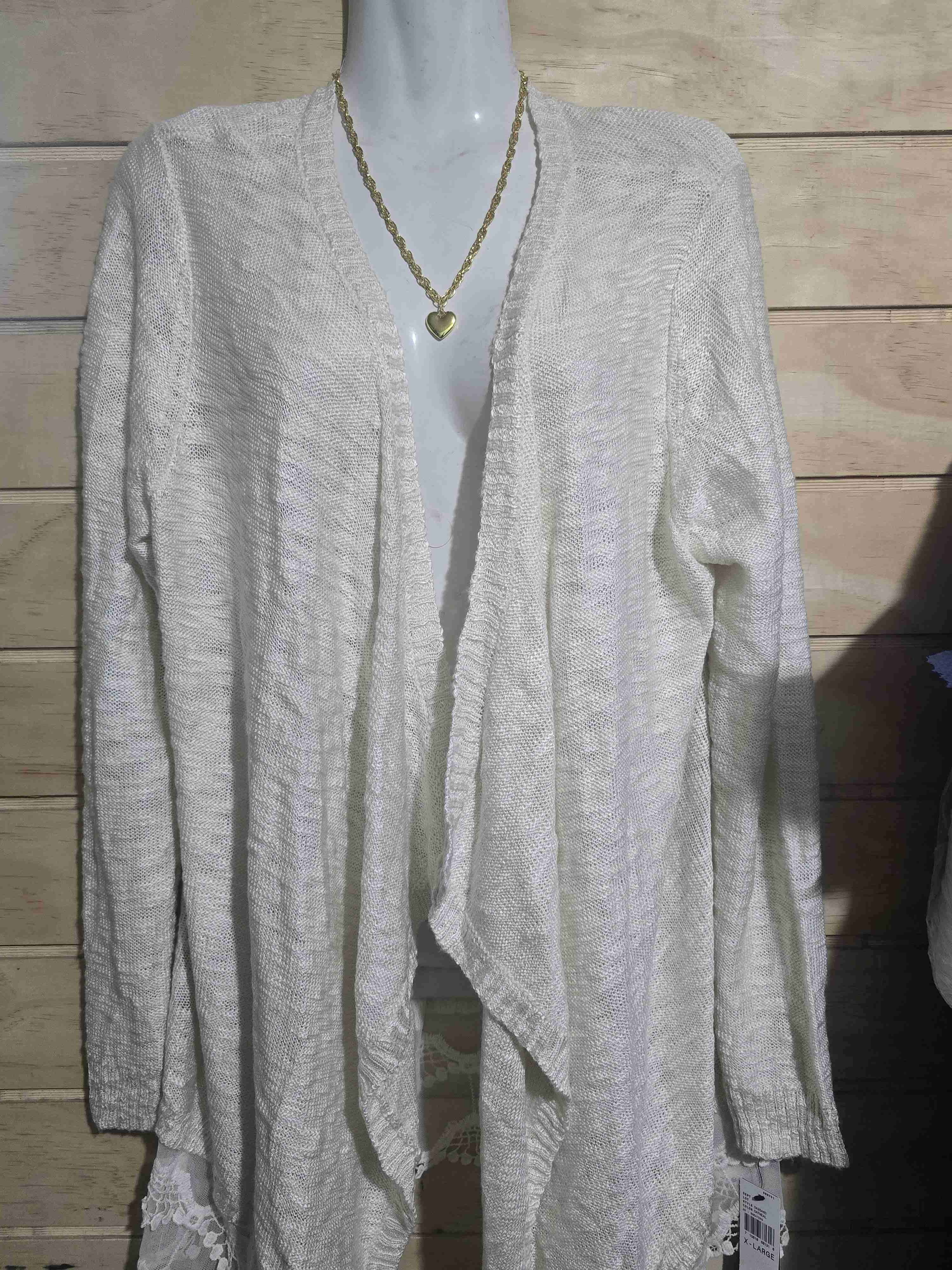 Cárdigan blanco con encaje - miniatura 3