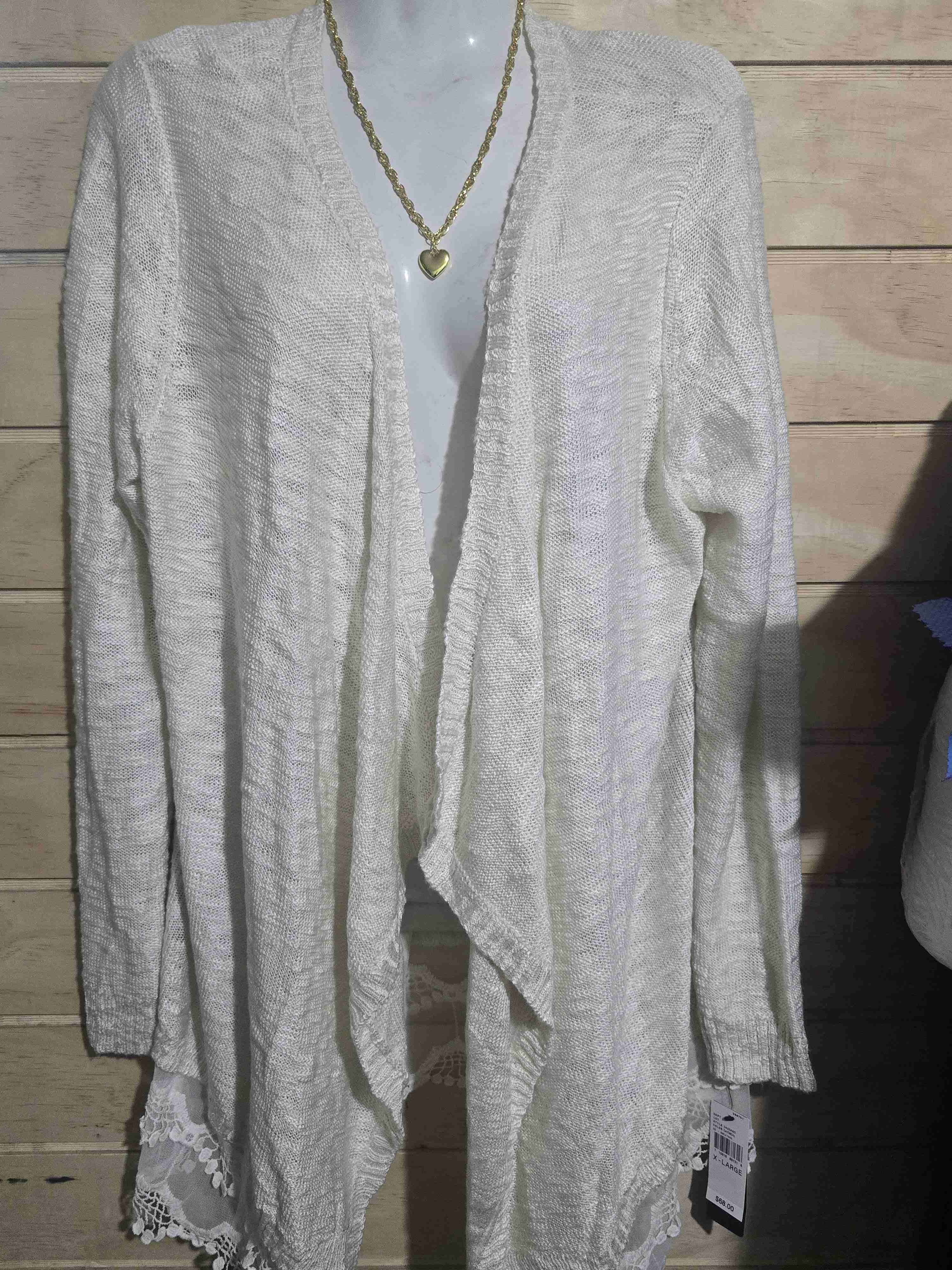 Cárdigan blanco con encaje - miniatura 4