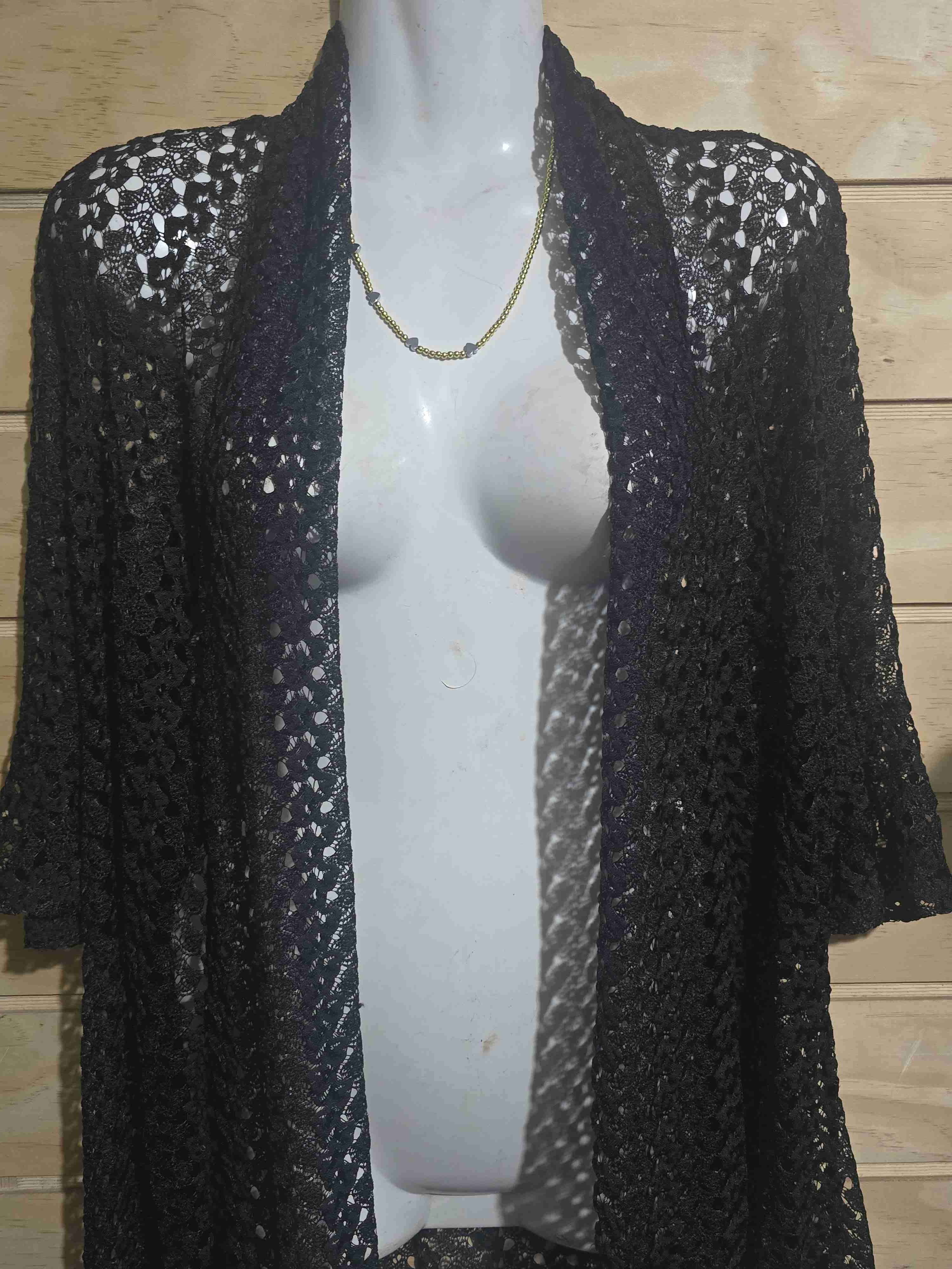 Kimono negro de encaje - miniatura 2