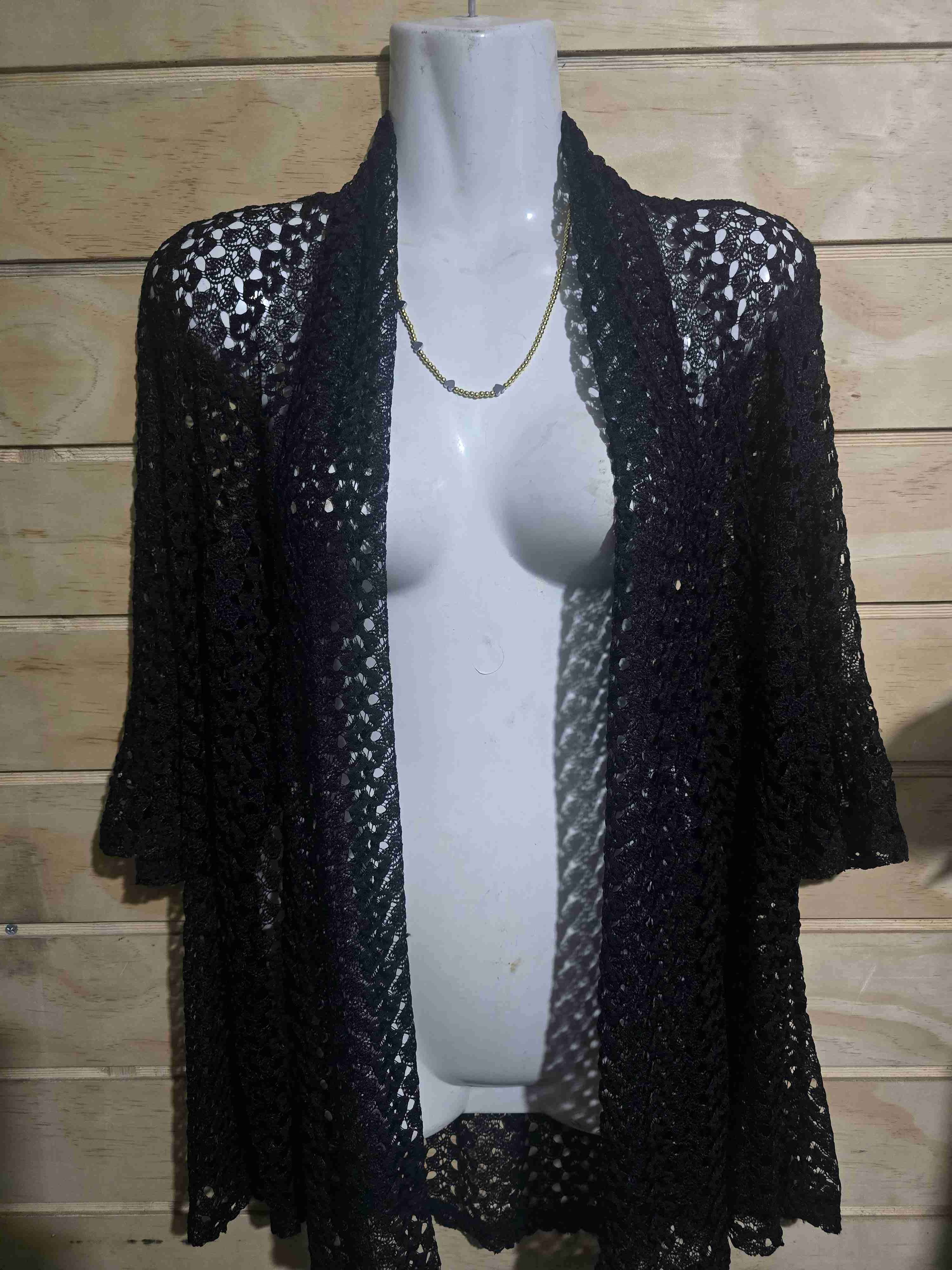 Kimono negro de encaje - miniatura 4