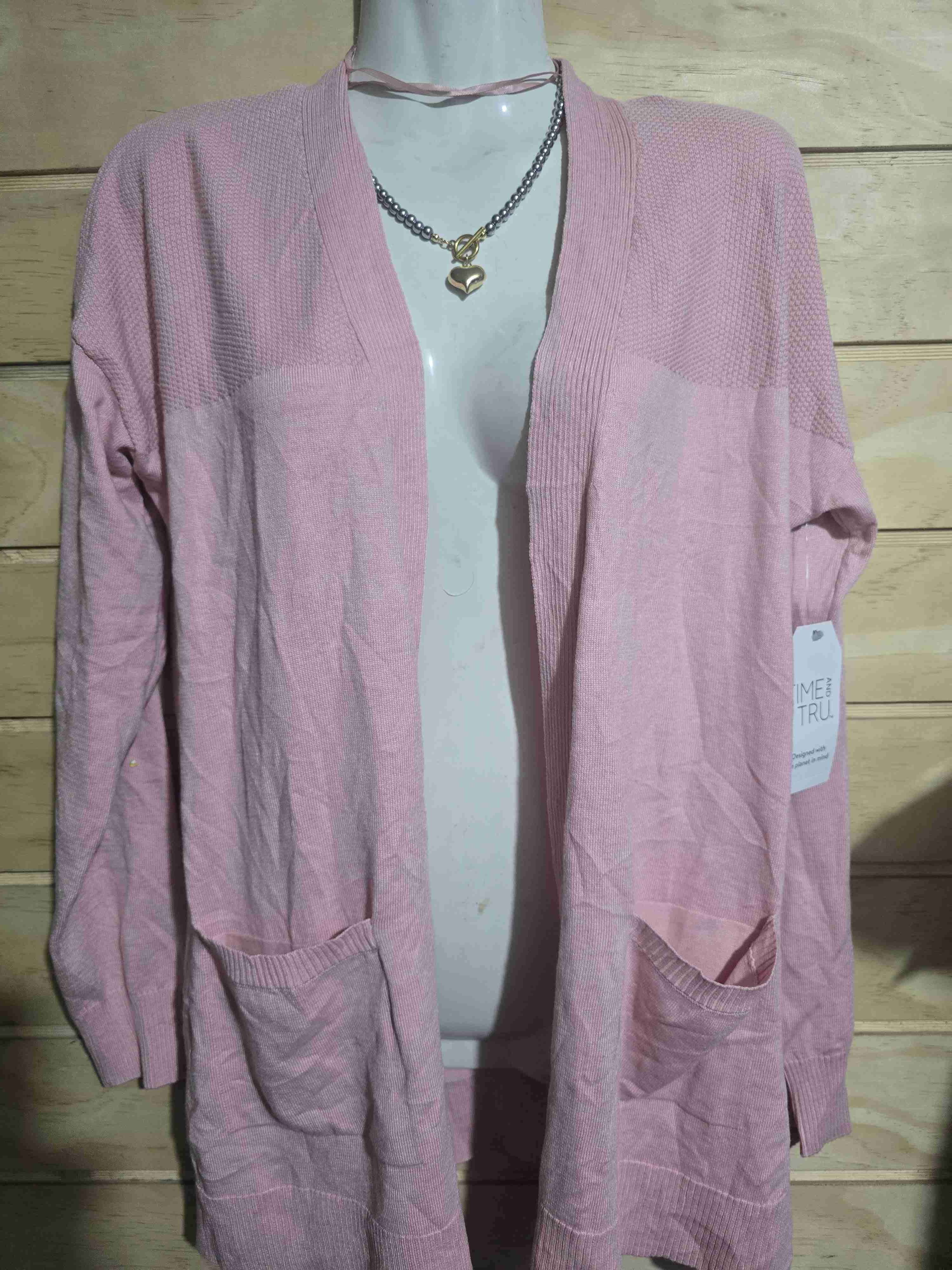 Cárdigan rosado de punto - miniatura 1