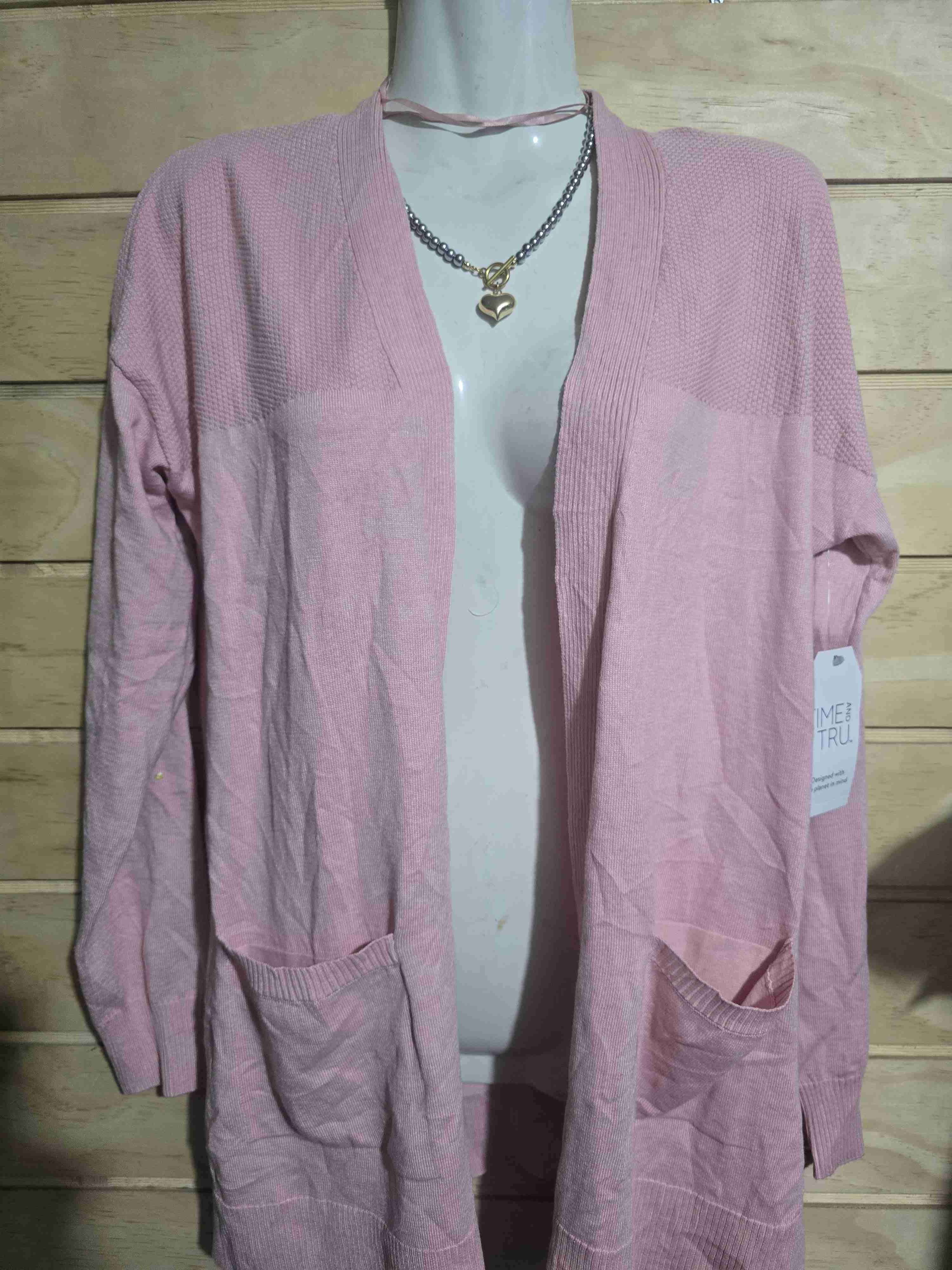 Cárdigan rosado de punto - miniatura 2