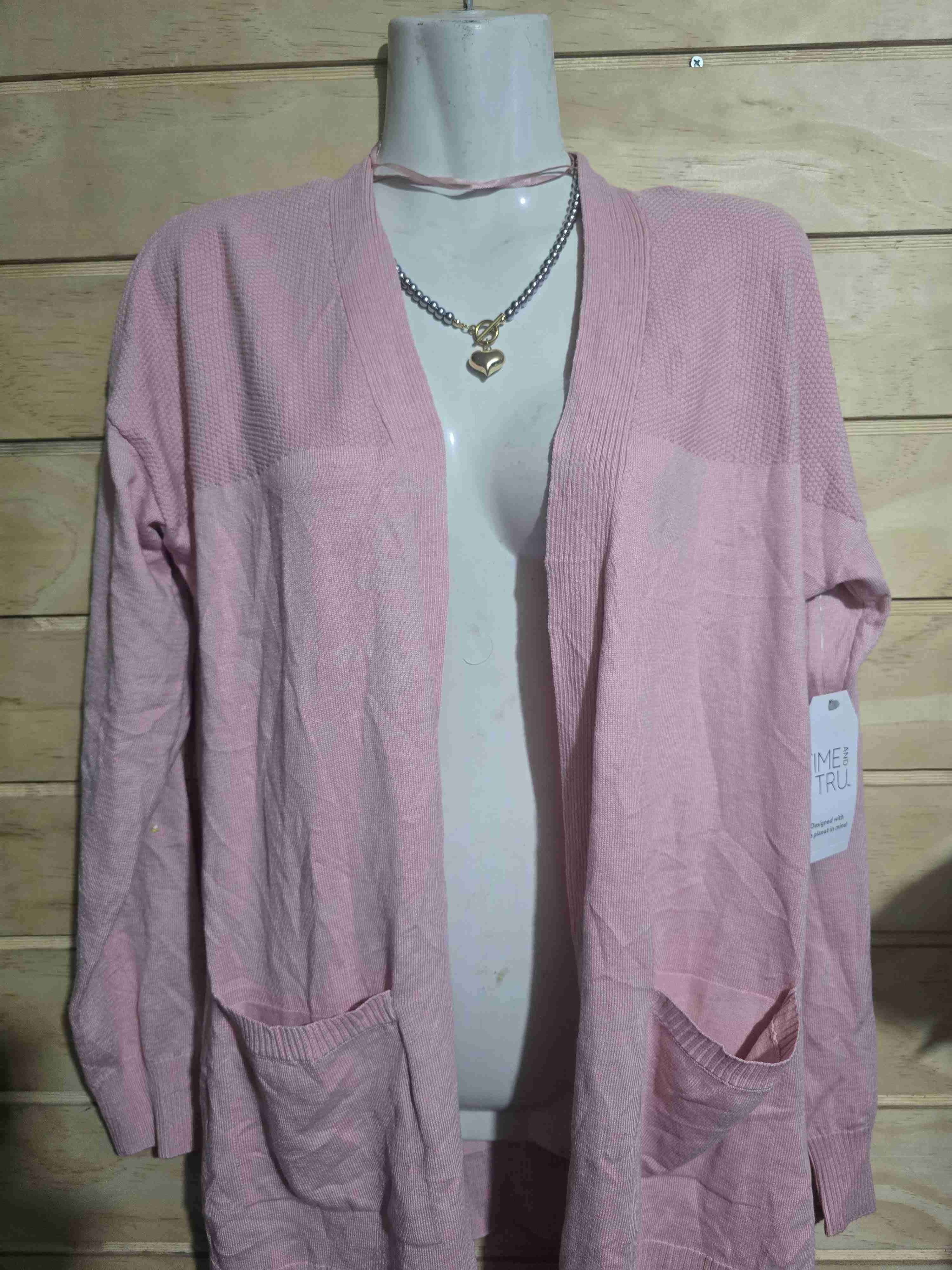 Cárdigan rosado de punto - miniatura 3