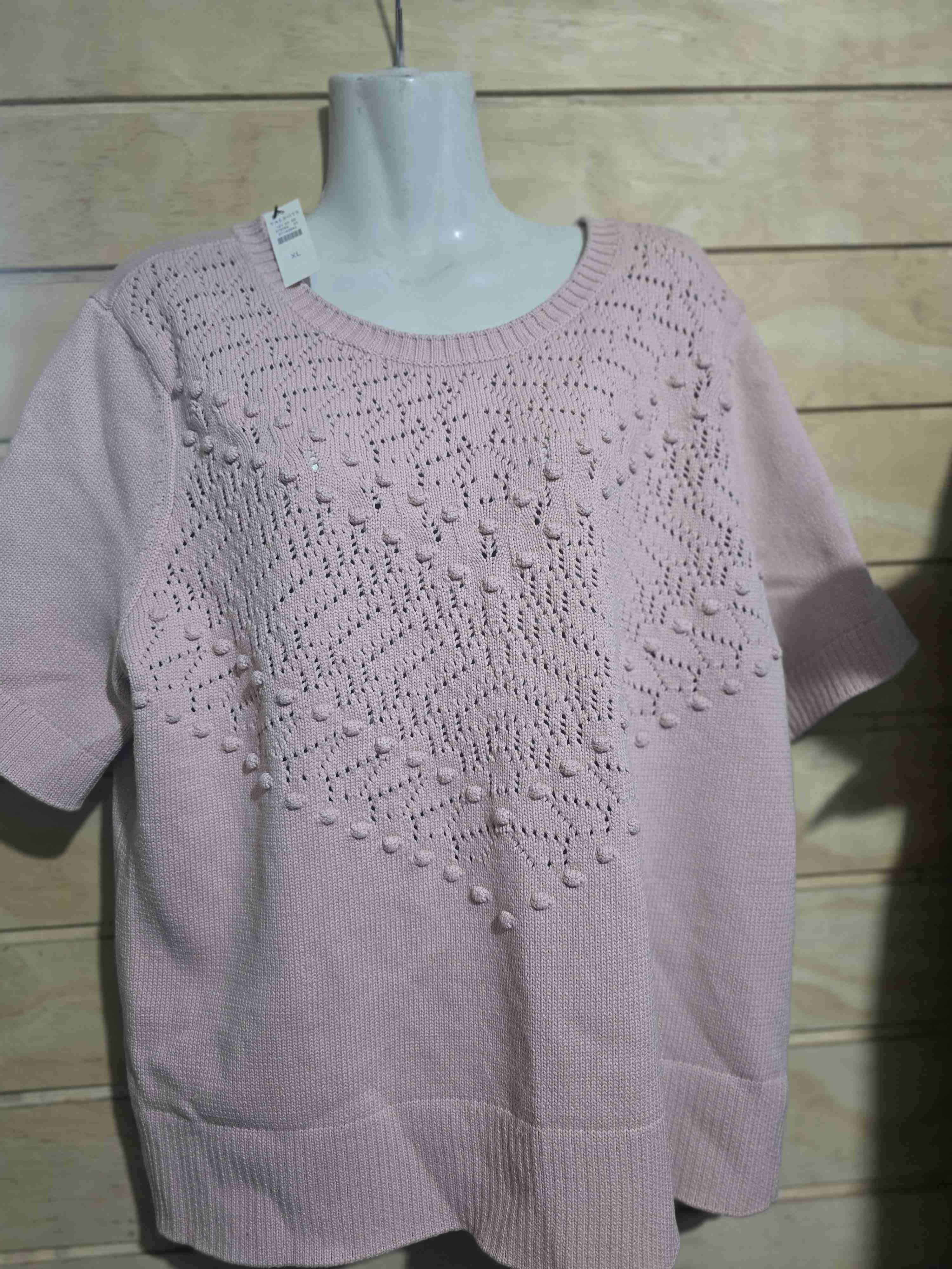 Suéter rosa calado mujer - miniatura 1