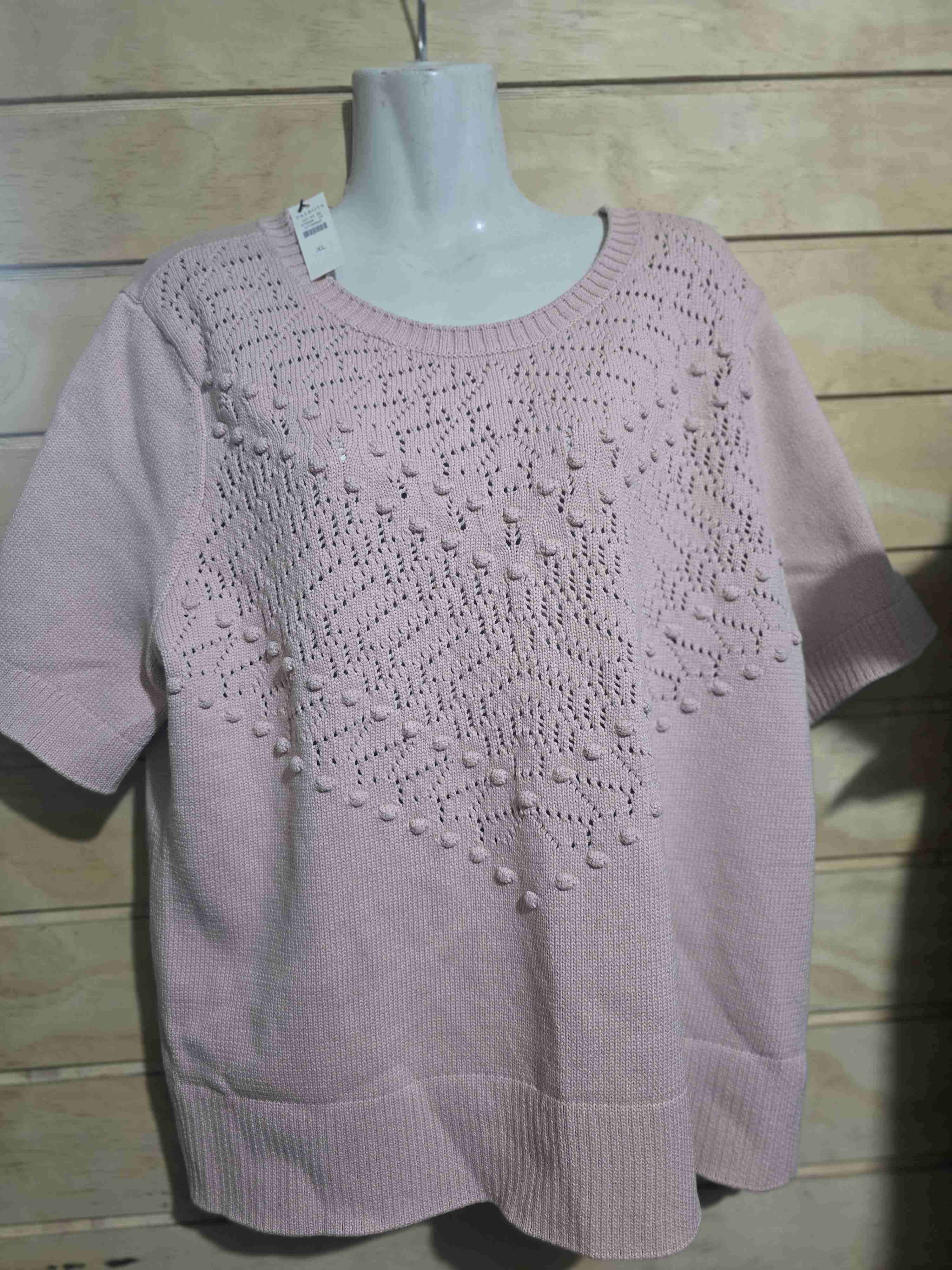 Suéter rosa calado mujer - miniatura 2