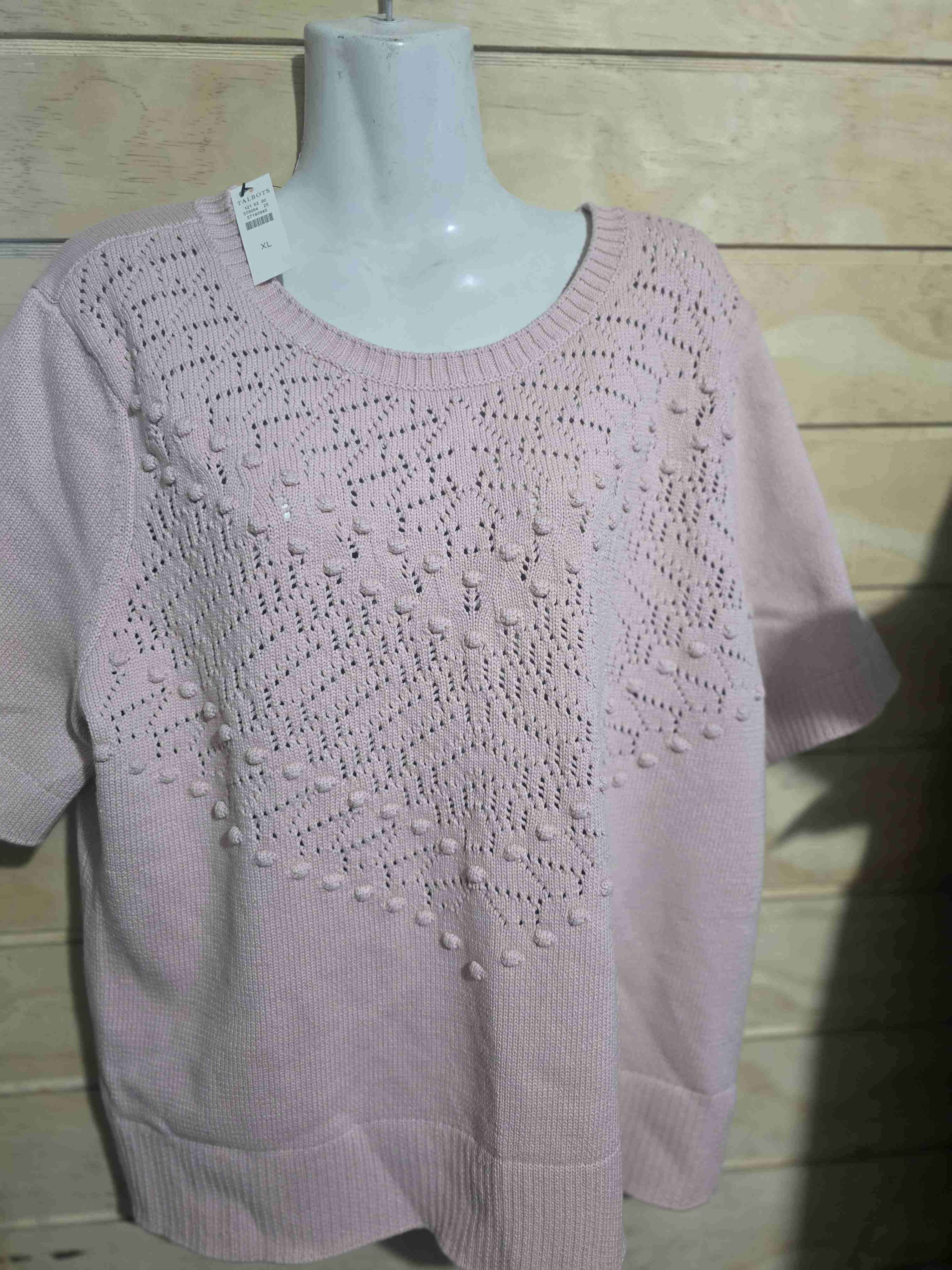 Suéter rosa calado mujer - miniatura 3