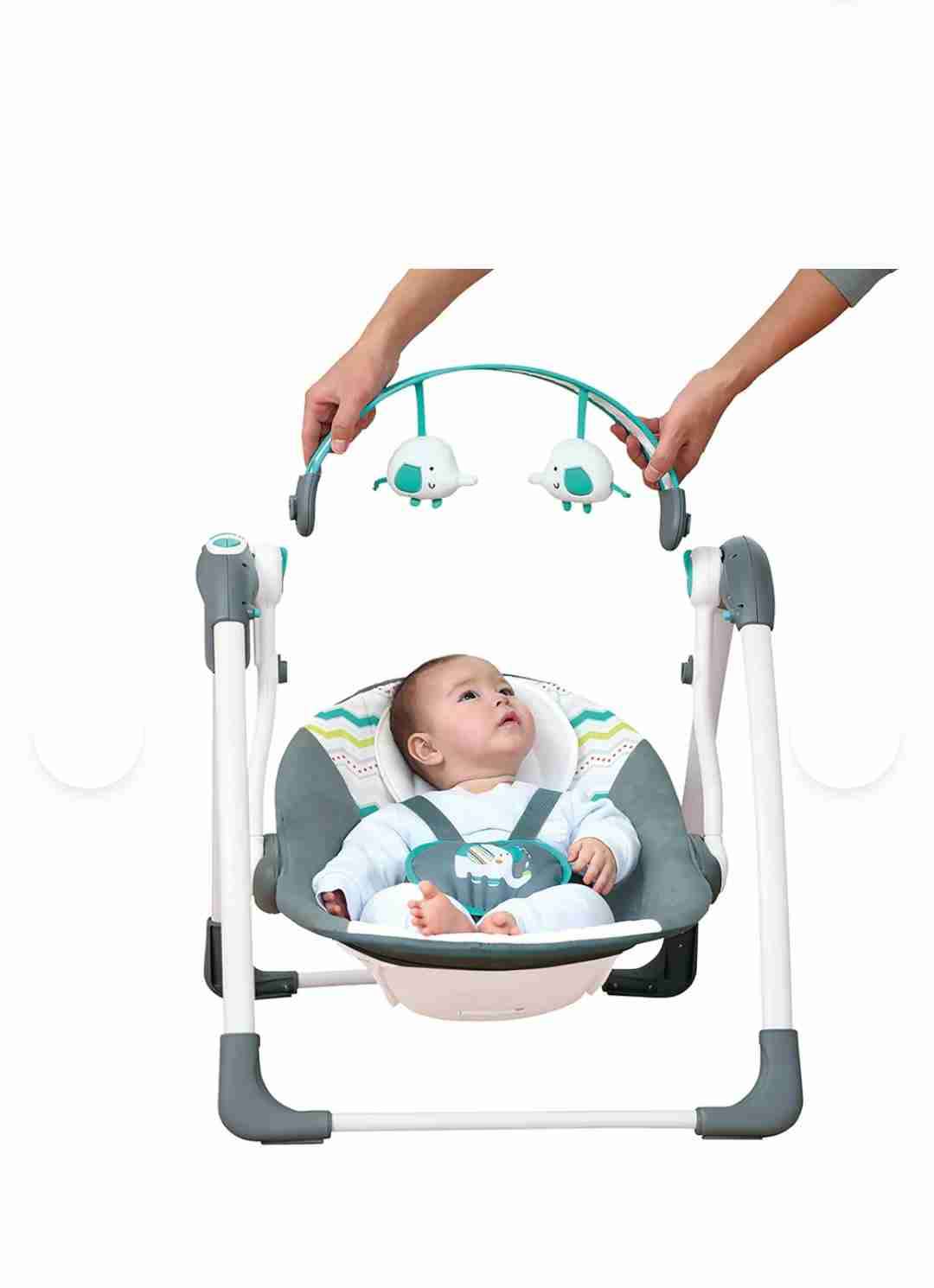 Silla mecedora para bebé gris - miniatura 1